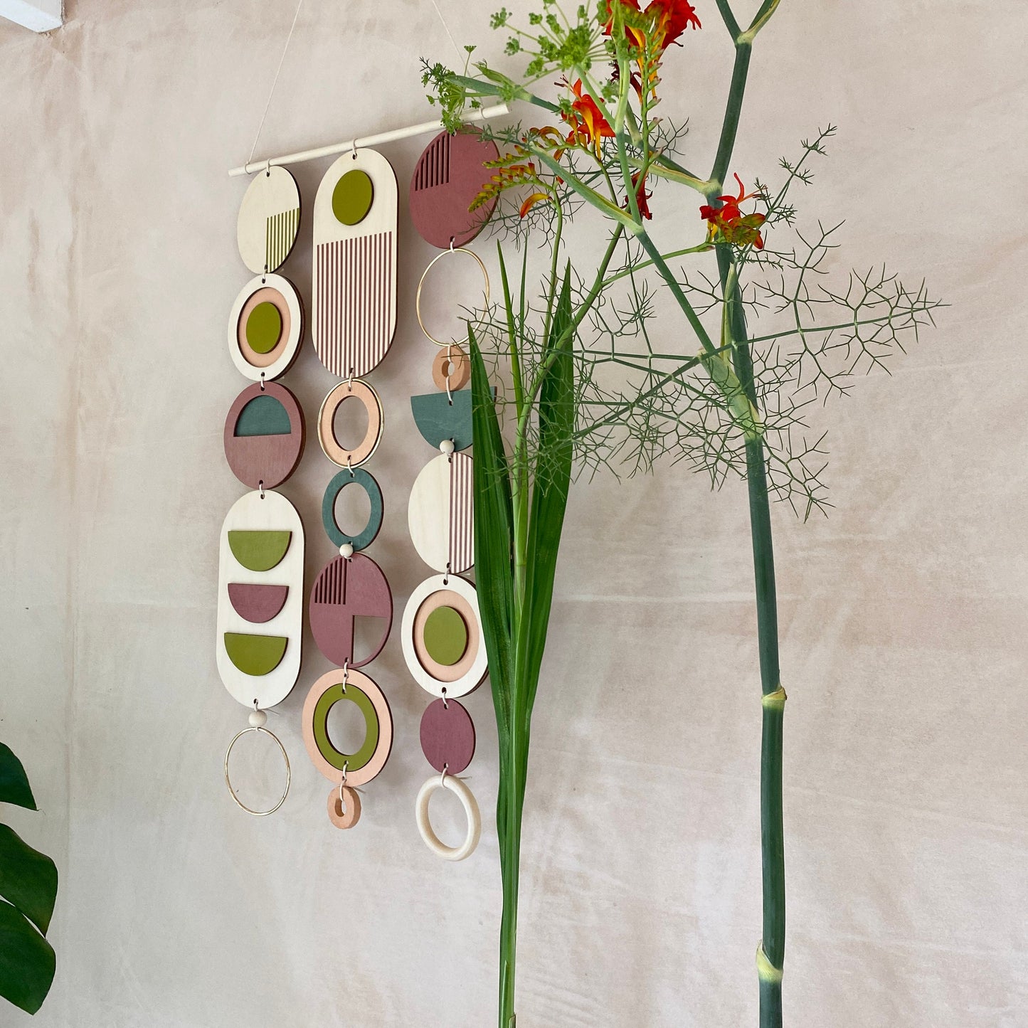 Large Modern Eclectic Wall Art Wooden Decor - Different Artwork - Minimalist Home Decor - Bright home Decor- Unique Centre Piece Art - large Wall Tapestry - Wood Art