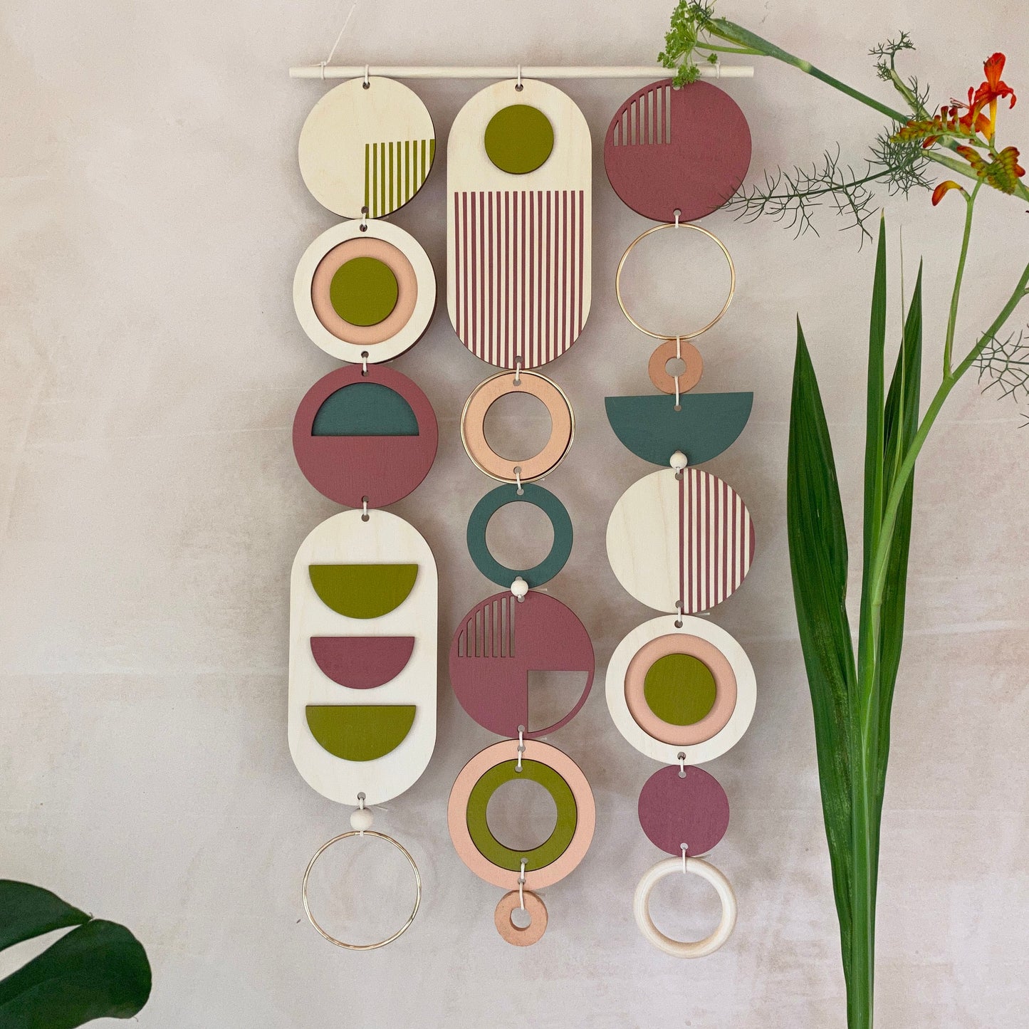 Large Modern Eclectic Wall Art Wooden Decor - Different Artwork - Minimalist Home Decor - Bright home Decor- Unique Centre Piece Art - large Wall Tapestry - Wood Art