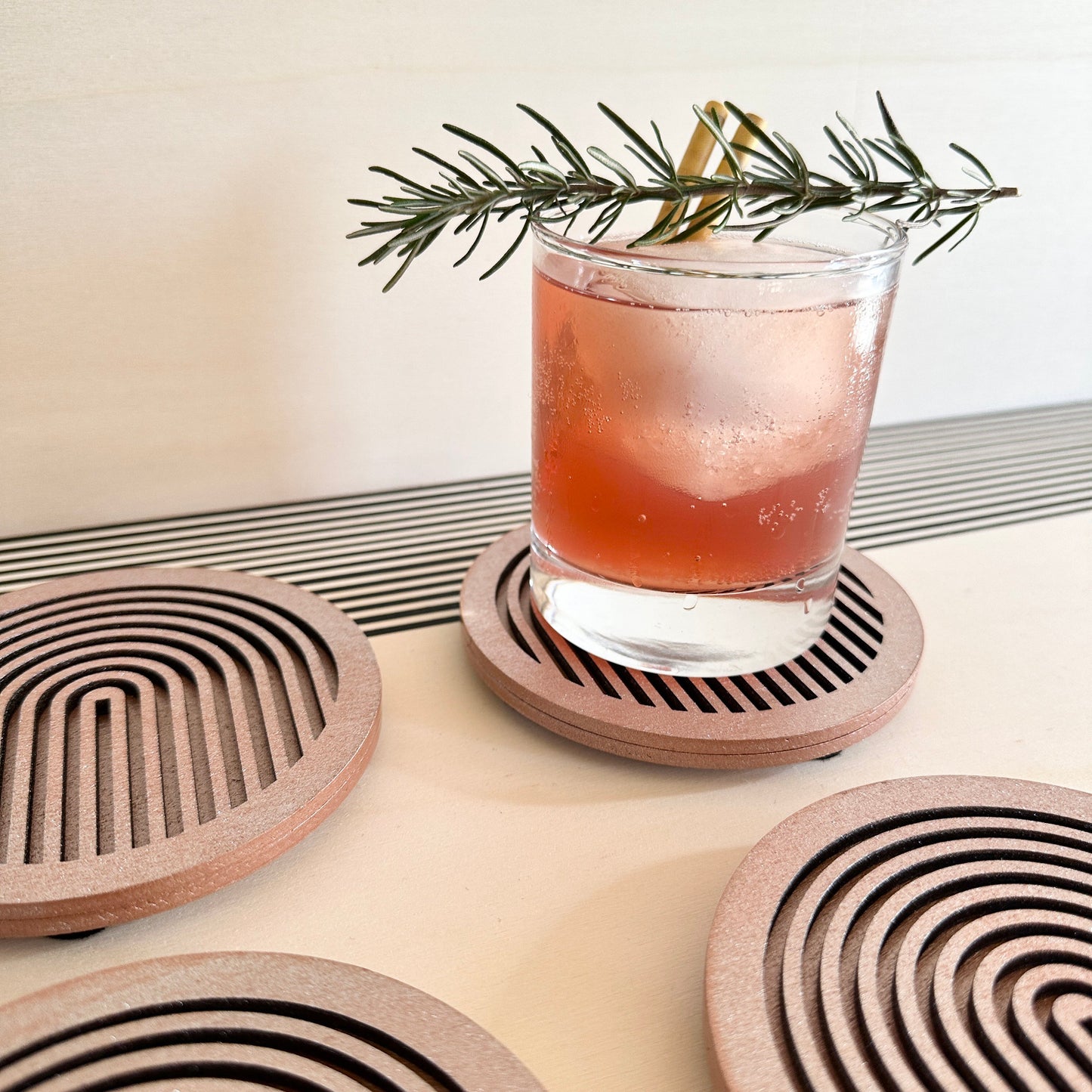 Copper Geometric Wooden Coasters (Set of 4)
