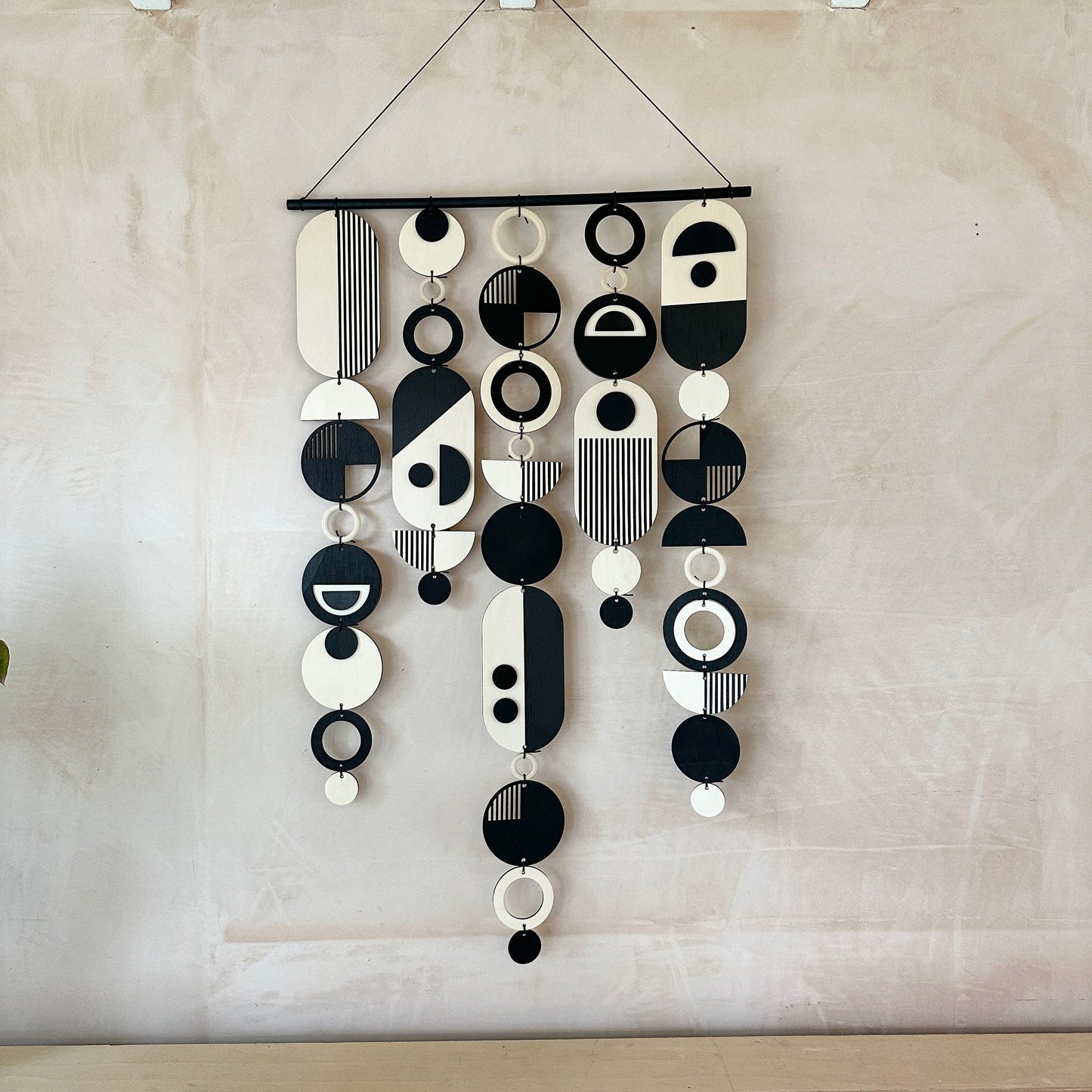 Handmade Modern Monochrome Wooden Wall Art - Home Decor Tapestry
