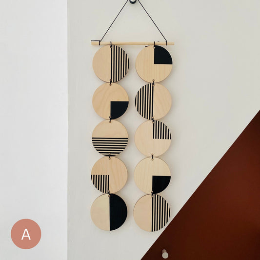 Colourful Monochrome Geometric Wooden Wall Art