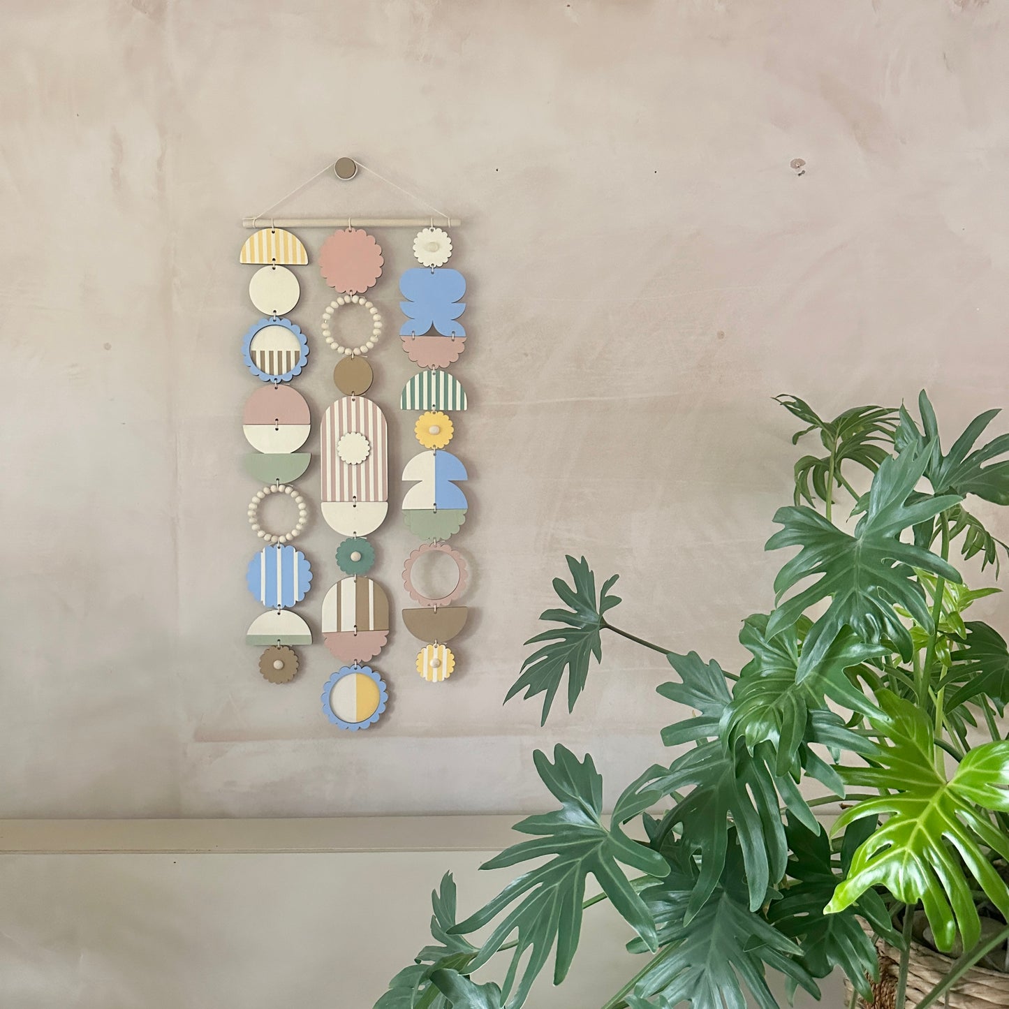 Botanical Wall Art - Geometric Wall Art - Colourful Wood Wall Decor