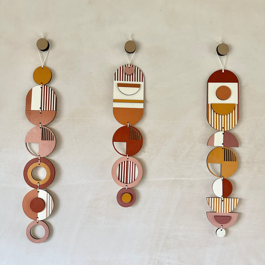 Small Modern Wall Hanging - Warm Pink Geometric Art -  Wood Decor - Unusual Wall Hanging - Wall Jewellery- Contemporary Designs - New Decor