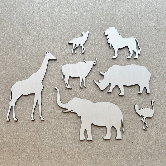 Wooden Safari Animals Cut-out Shapes - Kids Room Ideas - 4mm Plywood -  Animals of the Serengeti - Animal Painting and Crafting Ideas