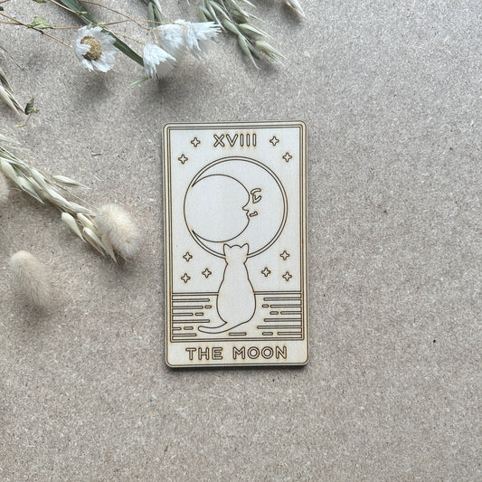 Tarot Card - The Moon - Dreams - Intuition - Laser Cut 4mm Plywood Tarot Card