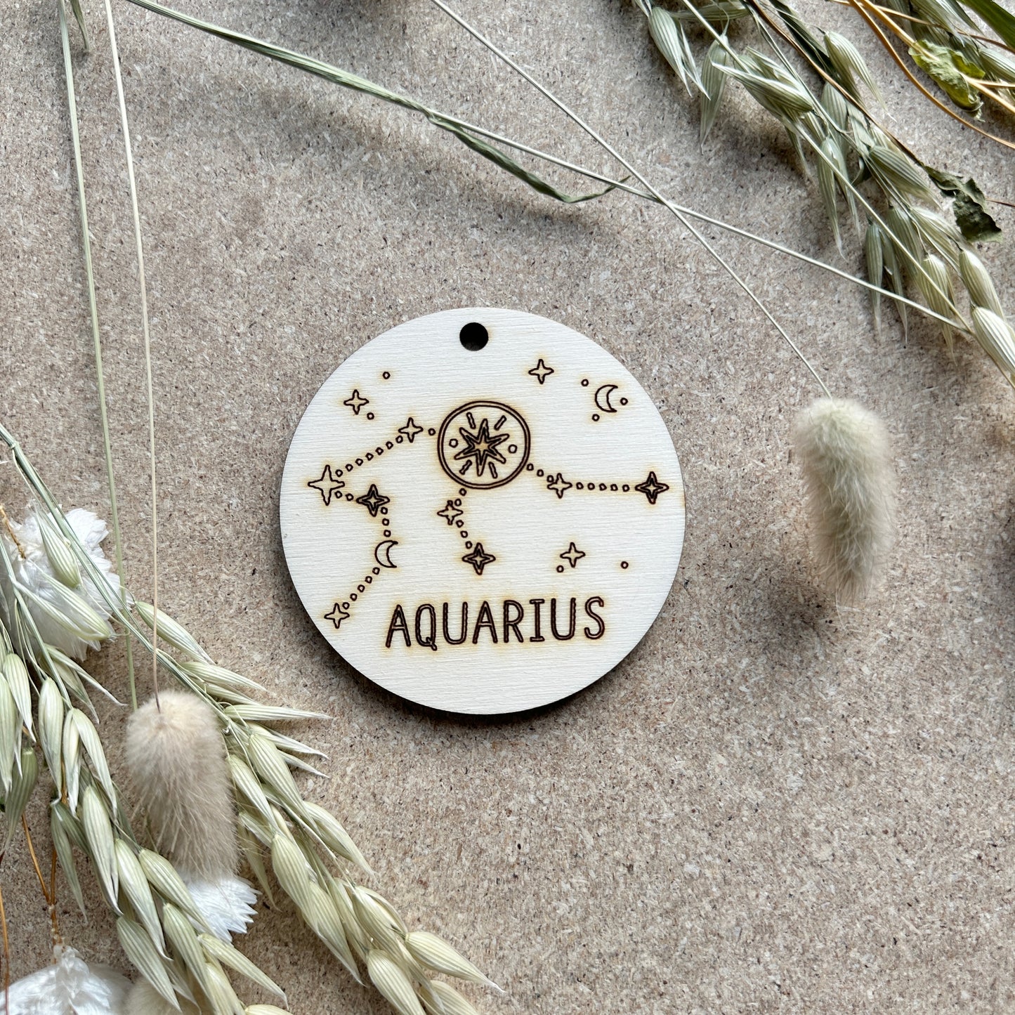 Aquarius Zodiac Star Sign - Wood Star Sign Plaque - Star Sign Constellations - Astrology Gift