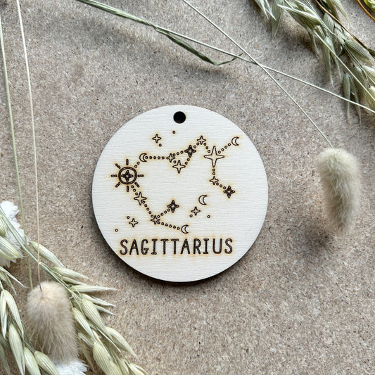 Sagittarius Zodiac Star Sign - Wood Star Sign Plaque - Star Sign Constellations - Astrology Gift