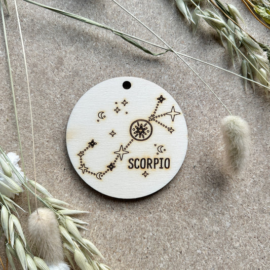 Scorpio Zodiac Star Sign - Wood Star Sign Plaque - Star Sign Constellations - Astrology Gift