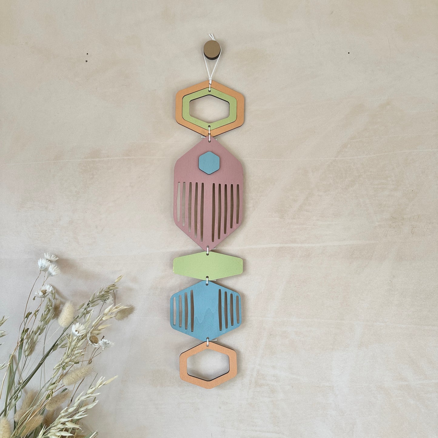 Hexagon Wall Hanging - Bright Wall Art - Hand Painted Art - Kids Bedroom Decor - Fun Home Decor Gift - Unique Wall Decor - New Home Gift