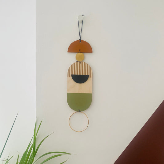 Small Modern Wall Hanging - Cute Geometric Art - Metal Wood Decor - Unusual Wall Hanging - Wall Jewellery- Contemporary Designs - Home Decor
