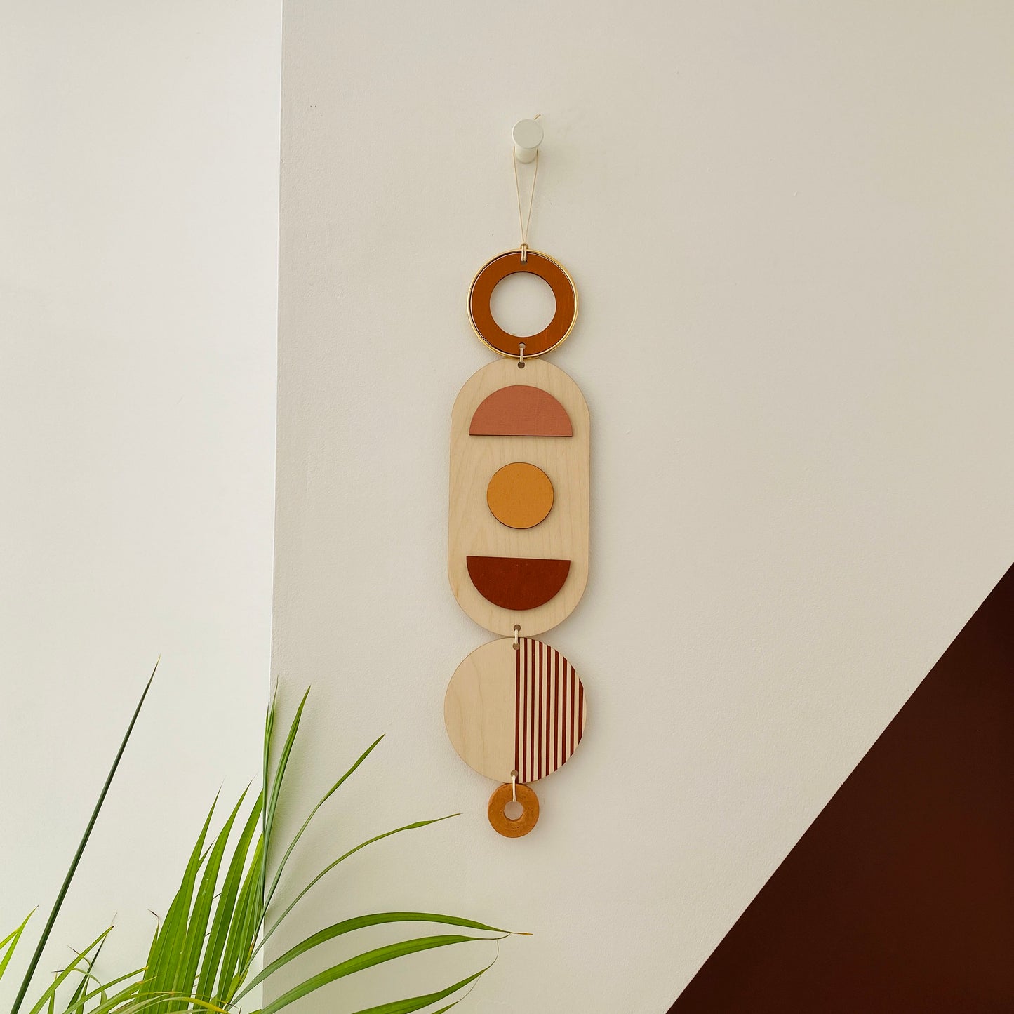 Warm Tones Small Modern Wall Hanging - Wood Wall Art