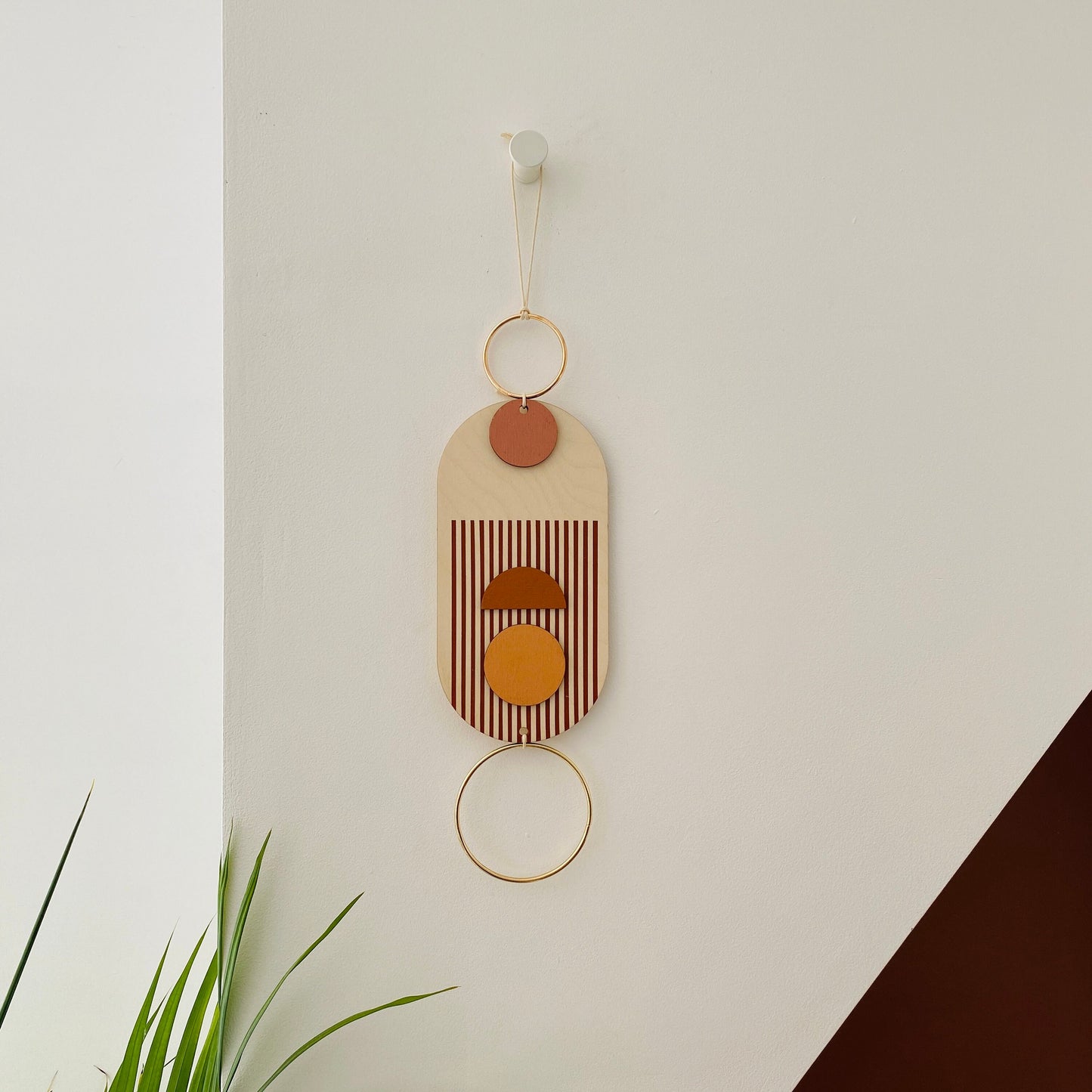 Warm Tones Small Modern Wall Hanging - Wood Wall Art