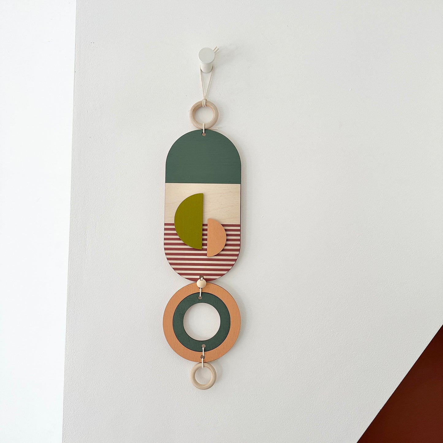 Fun Wall Hanging - Slim Geometric Art - Small Wood Decor - Wall Art - Wall Jewellery - Contemporary Art - New Home Decor