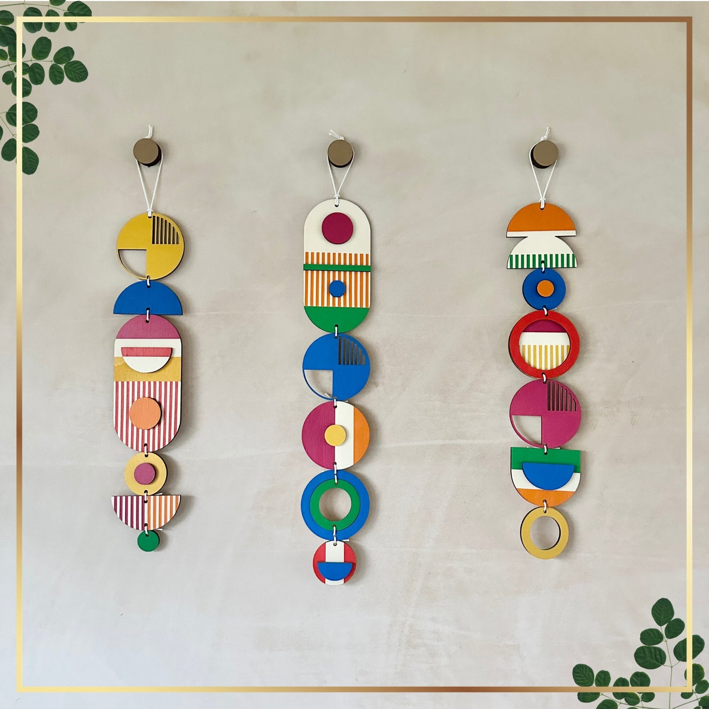 Small Modern Wall Hanging - Bright Geometric Art - Wood Decor - Unusual Wall Hanging - Wall Jewellery- Contemporary Designs - New Decor