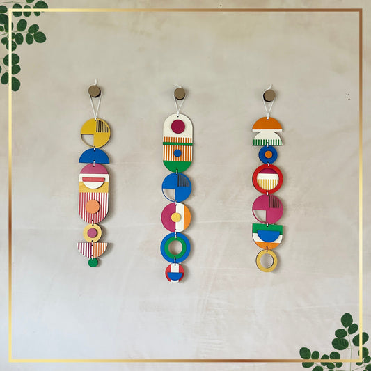 Small Modern Wall Hanging - Bright Geometric Art - Wood Decor - Unusual Wall Hanging - Wall Jewellery- Contemporary Designs - New Decor