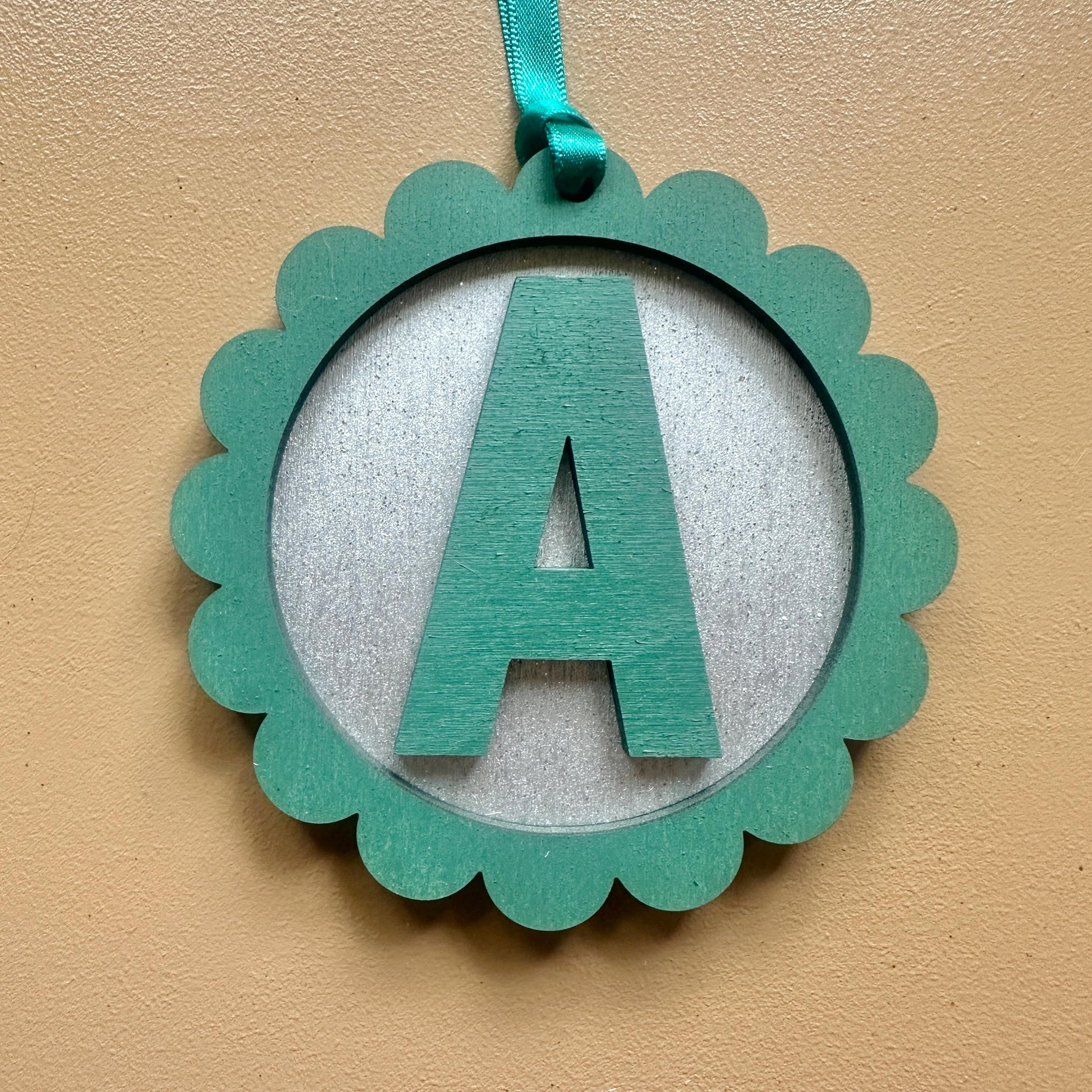 Personalised Ornament - Scalloped Decoration - Christmas Tree Ornament - Initial Gift