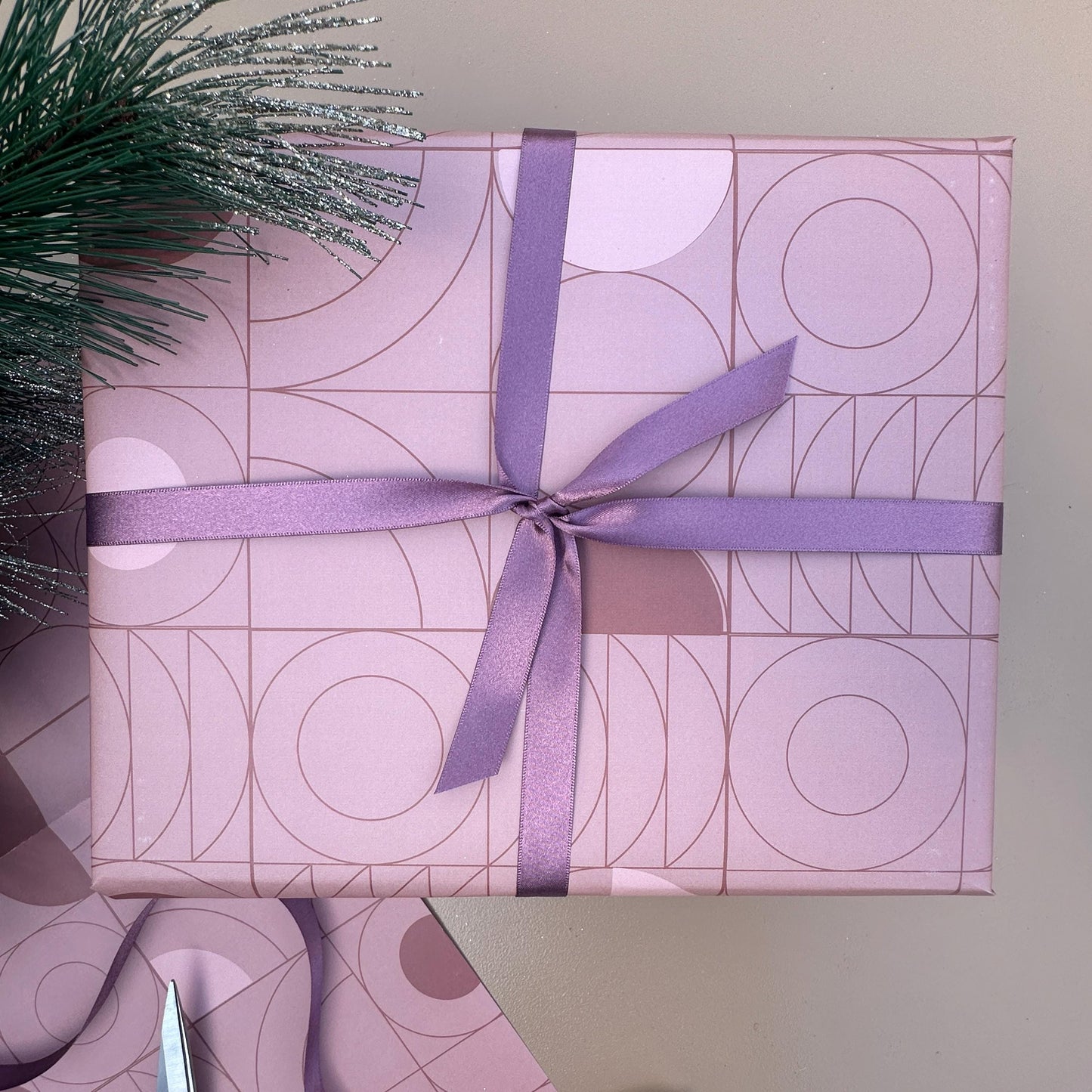 3 Sheets of Bauhaus Gift Wrap - Dusky Pink Wrapping Paper - Quality Gift Wrap