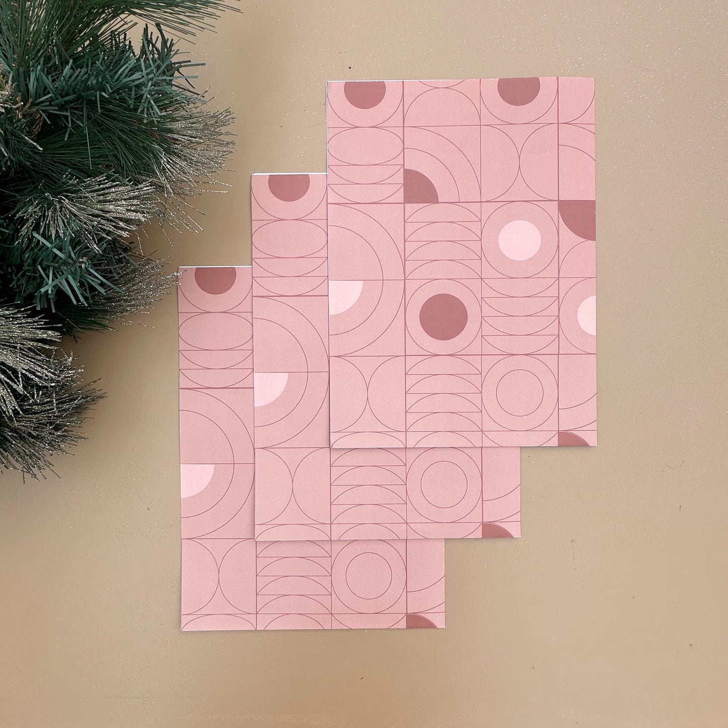 3 Sheets of Bauhaus Gift Wrap - Dusky Pink Wrapping Paper - Quality Gift Wrap