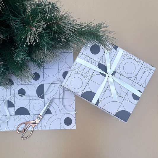 3 Sheets of Geometric Gift Wrap - Monochrome Wrapping Paper - Quality Gift Wrap