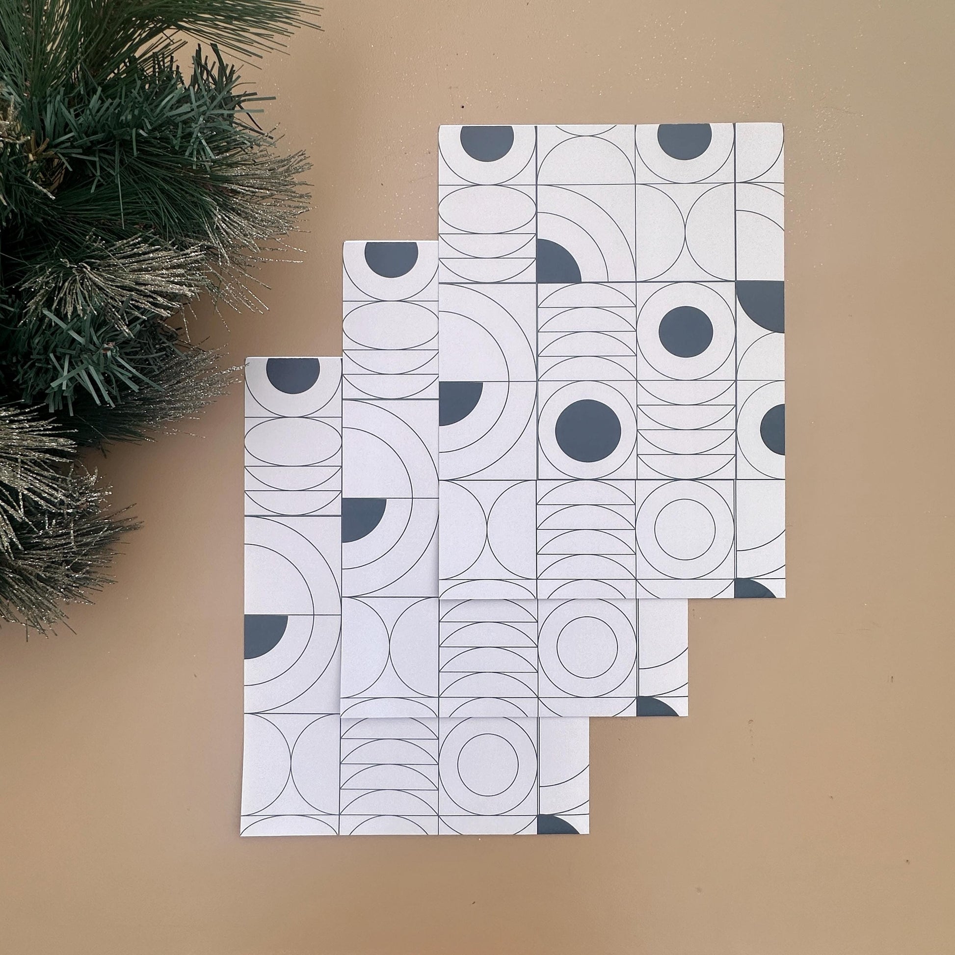 3 Sheets of Geometric Gift Wrap - Monochrome Wrapping Paper - Quality Gift Wrap