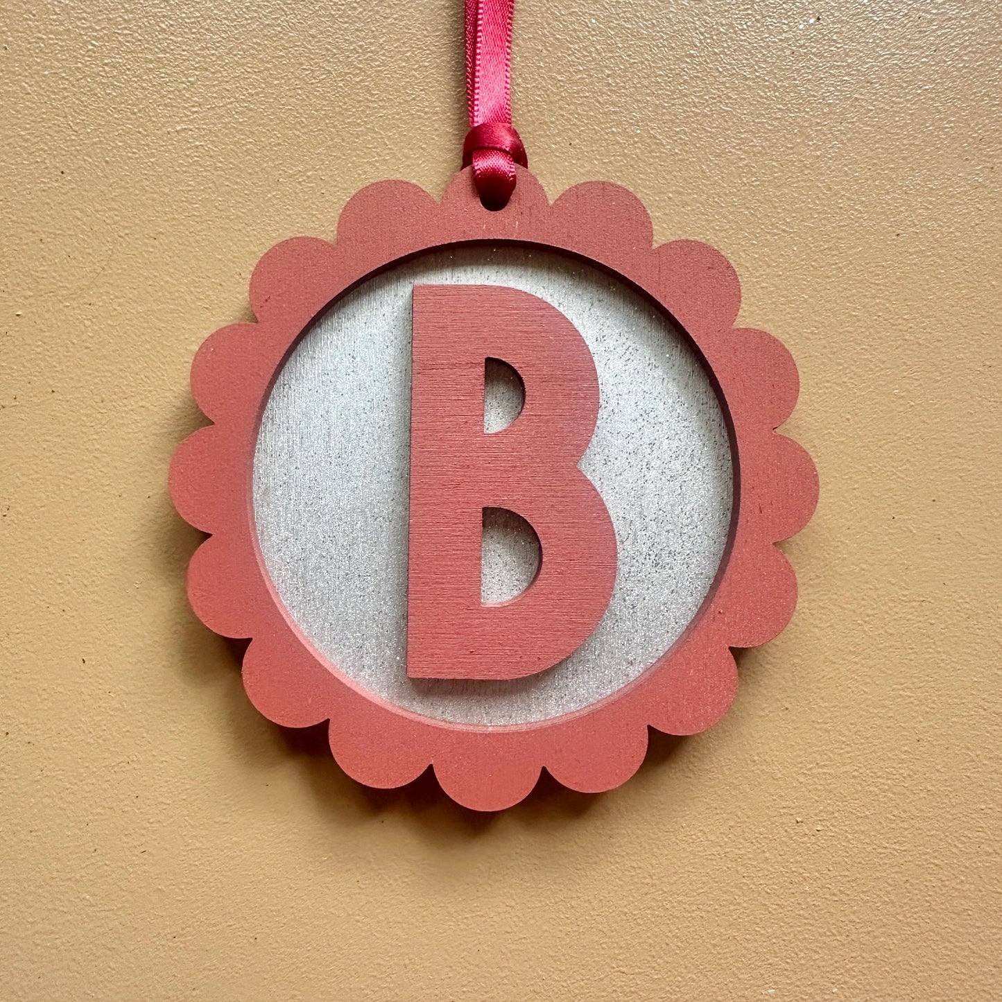 Personalised Ornament - Scalloped Decoration - Christmas Tree Ornament - Initial Gift