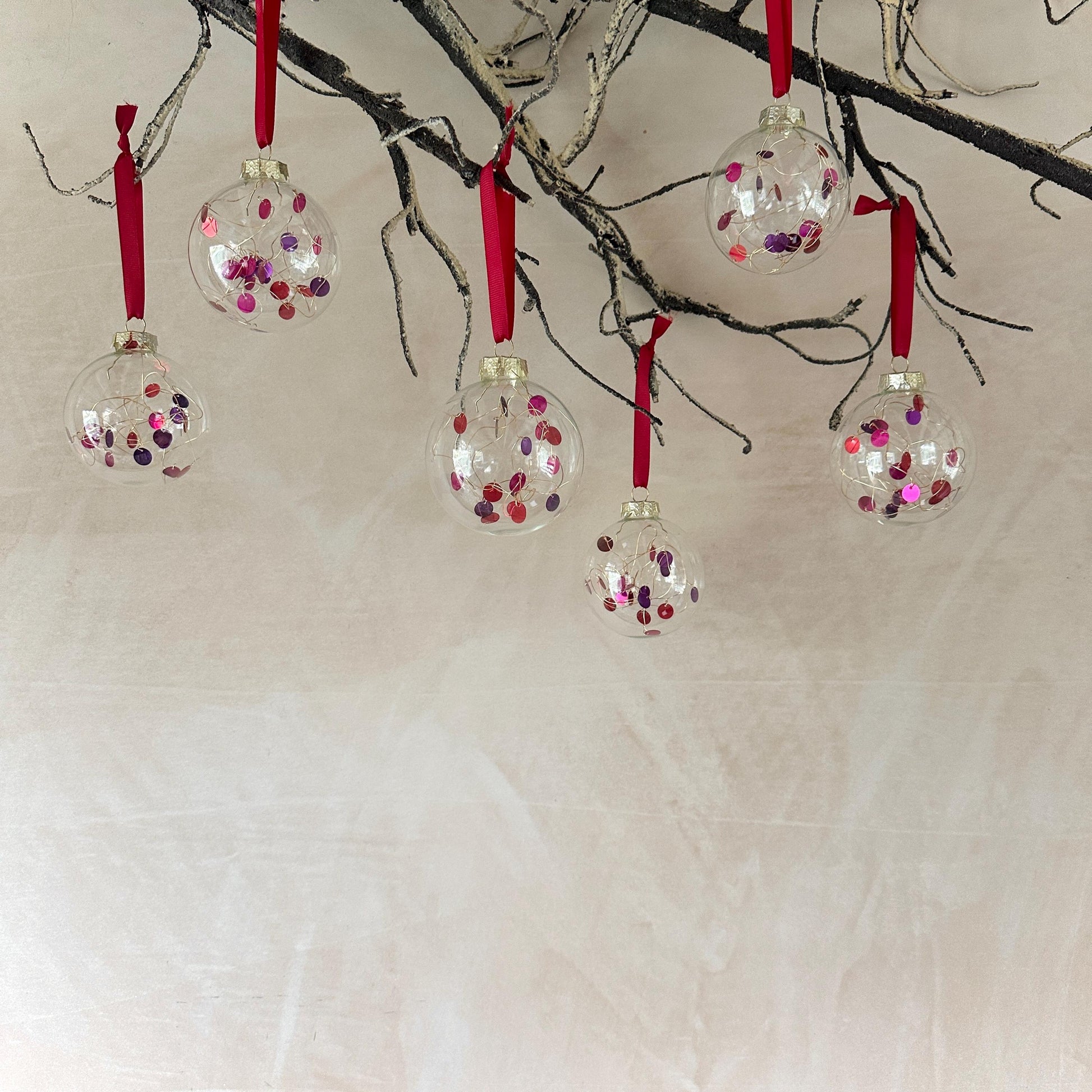 Bauble Set - Red Tree Ornaments - Christmas Decor - Festive Decor