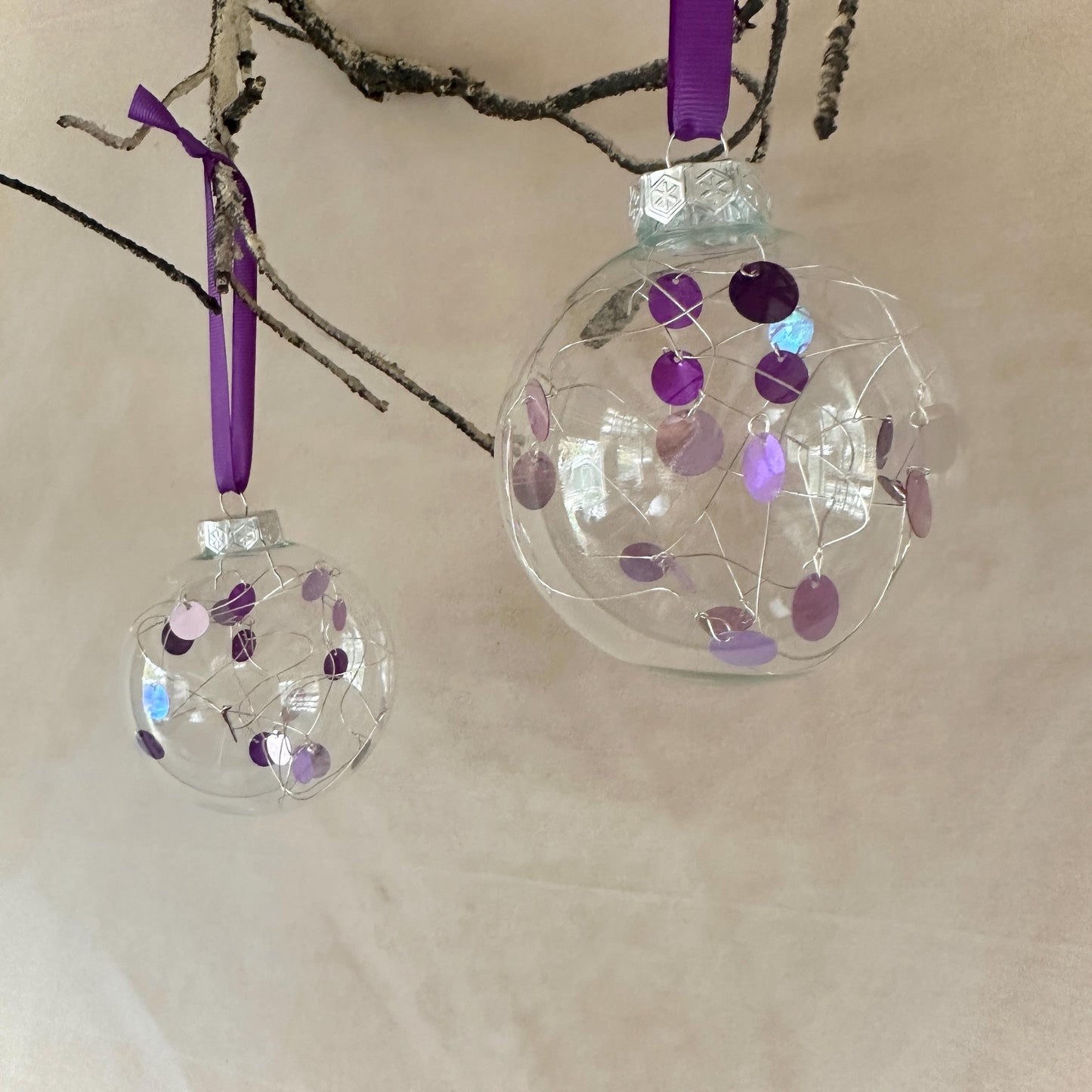 Tree Ornament - Xmas Decor - Purple Bauble - Purple Christmas Decor - Sequin Bauble