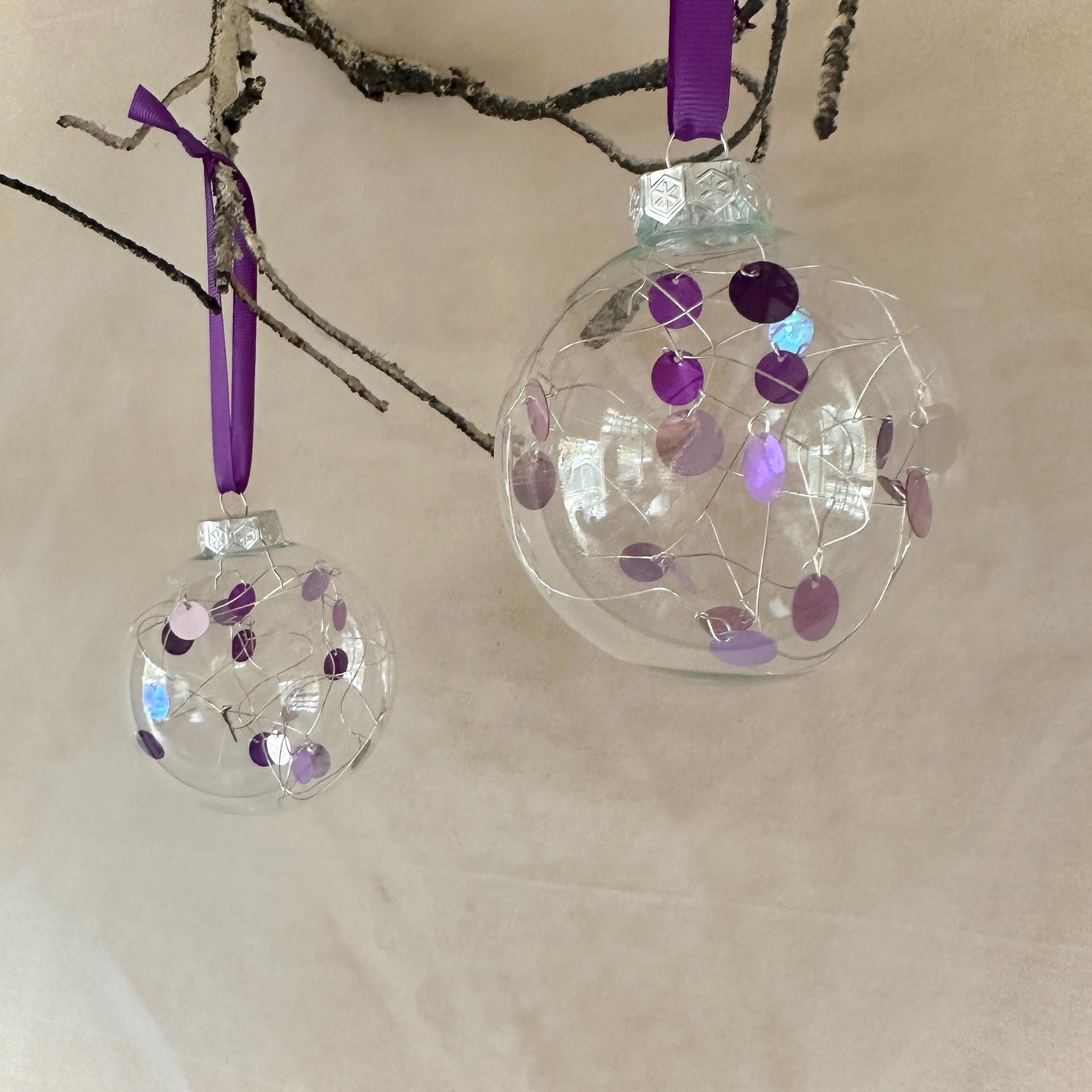 Tree Ornament - Xmas Decor - Purple Bauble - Purple Christmas Decor - Sequin Bauble