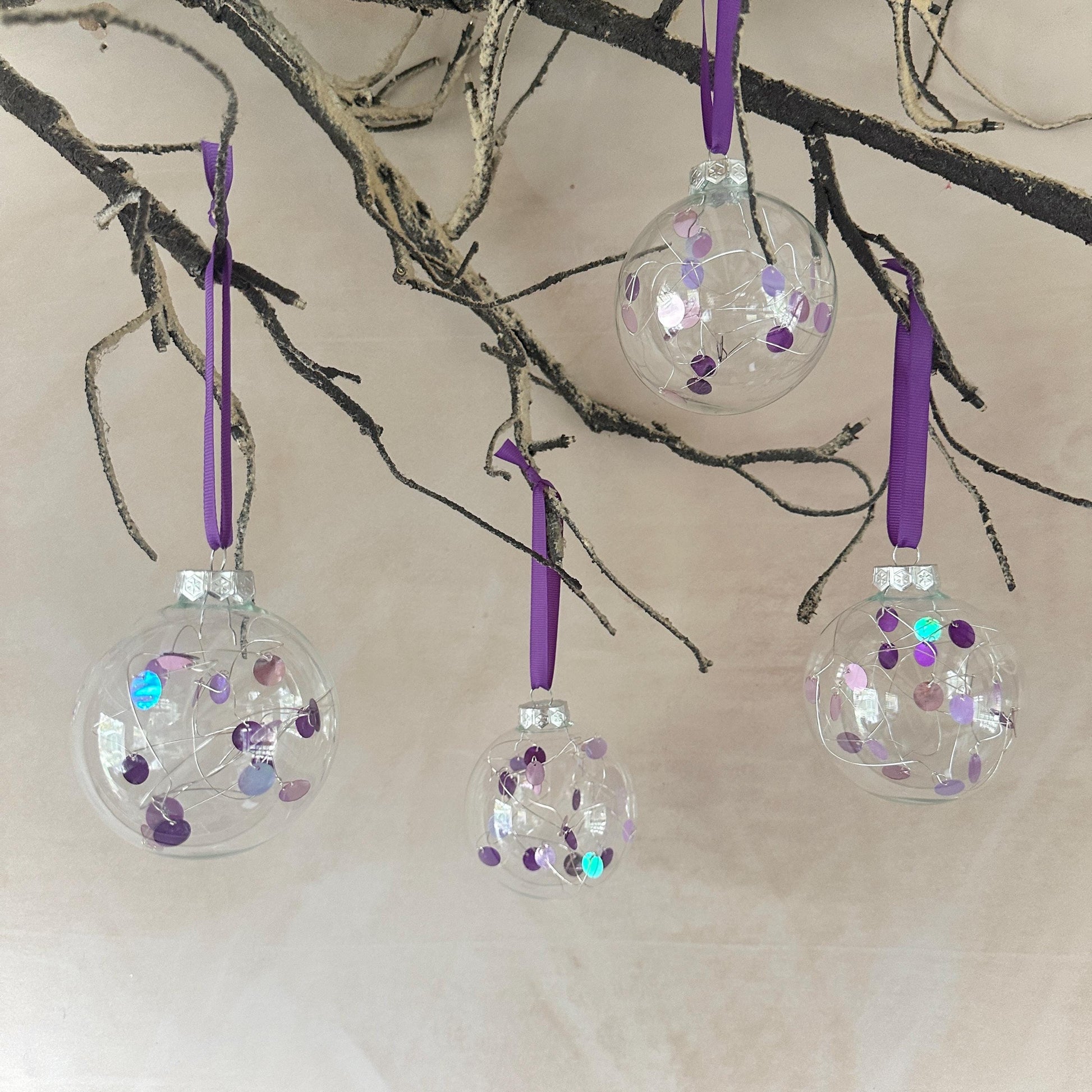 Tree Ornament - Xmas Decor - Purple Bauble - Purple Christmas Decor - Sequin Bauble