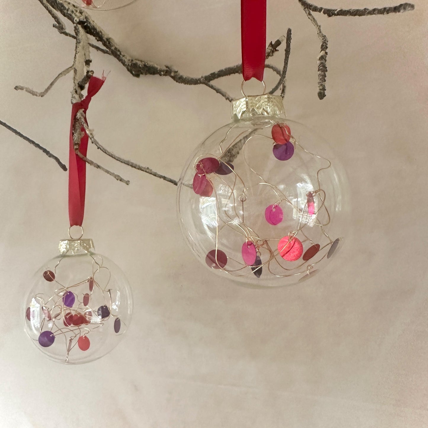 Bauble Set - Red Tree Ornaments - Christmas Decor - Festive Decor