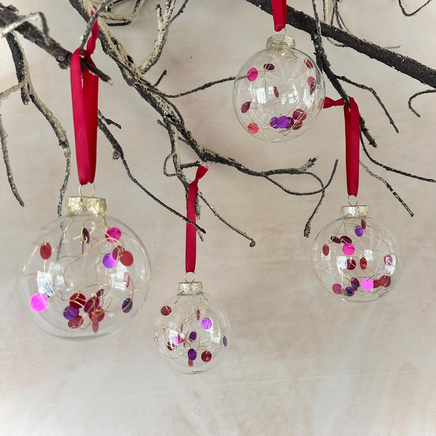 Bauble Set - Red Tree Ornaments - Christmas Decor - Festive Decor