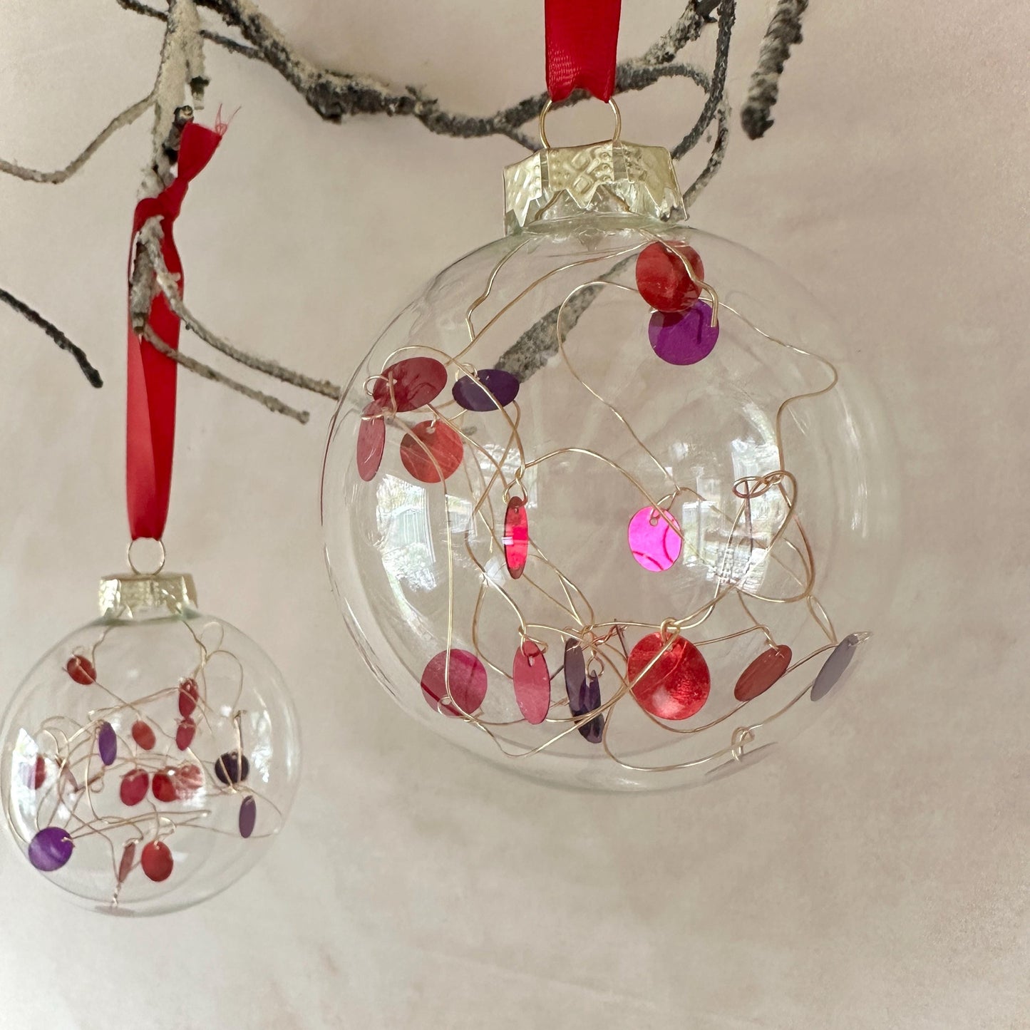 Bauble Set - Red Tree Ornaments - Christmas Decor - Festive Decor