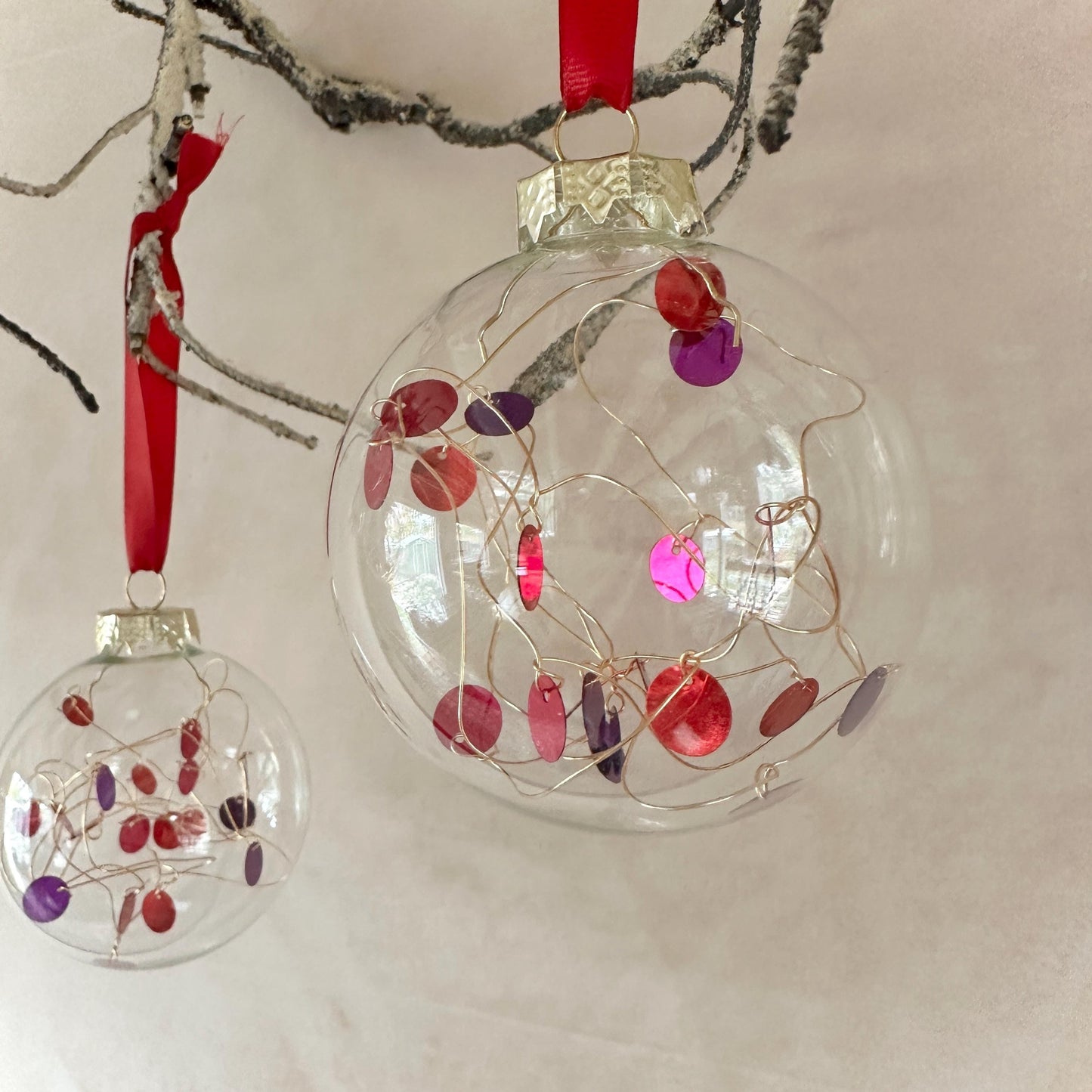 Bauble Set - Red Tree Ornaments - Christmas Decor - Festive Decor