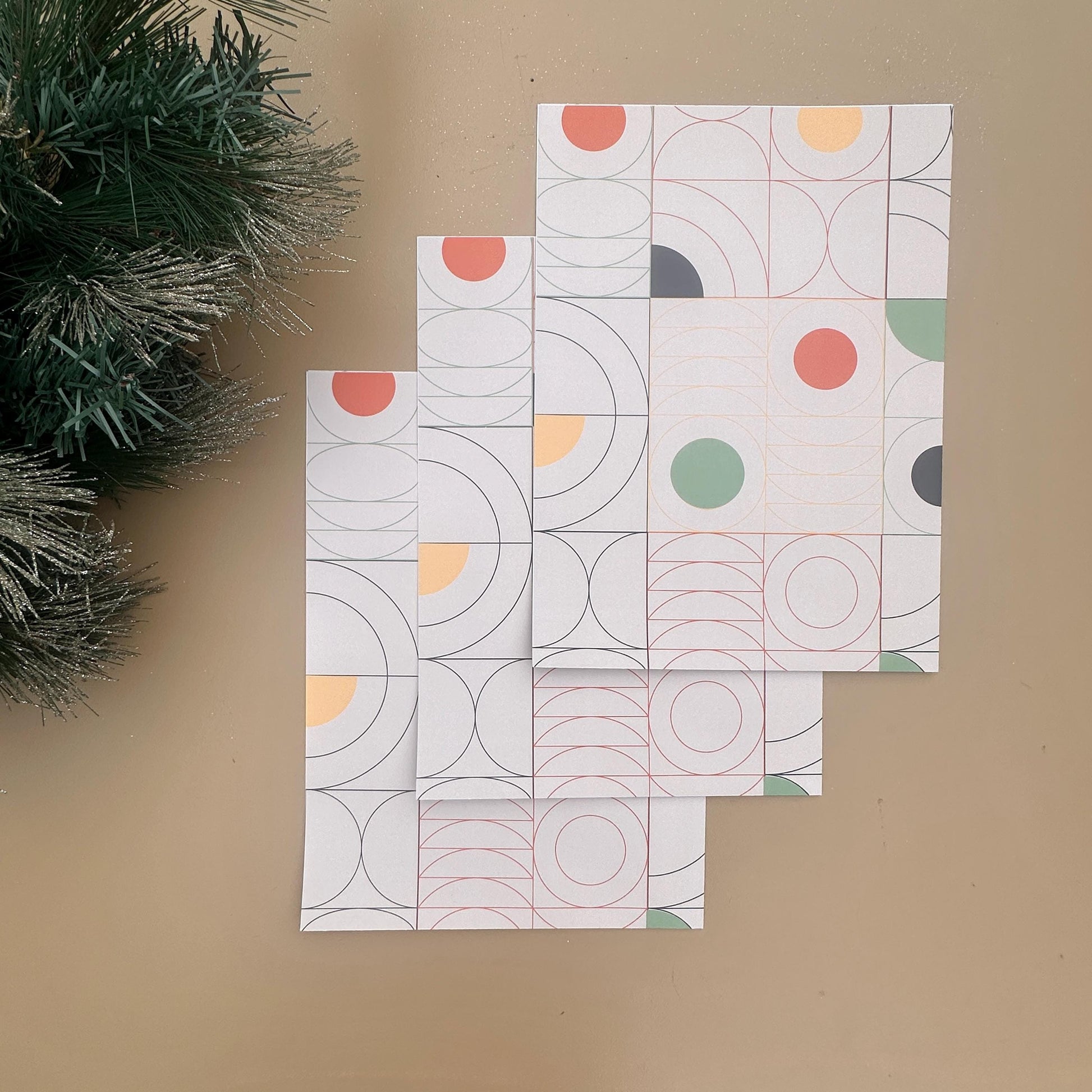 3 Sheets of Geometric Gift Wrap - Bauhaus Wrapping Paper - Quality Gift Wrap