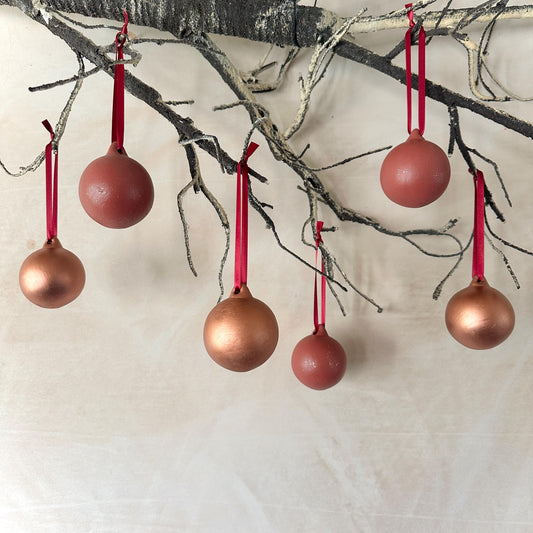 Set of 6 Baubles - Copper Bauble - Purple Bauble - Tree Ornament - Christmas Ball