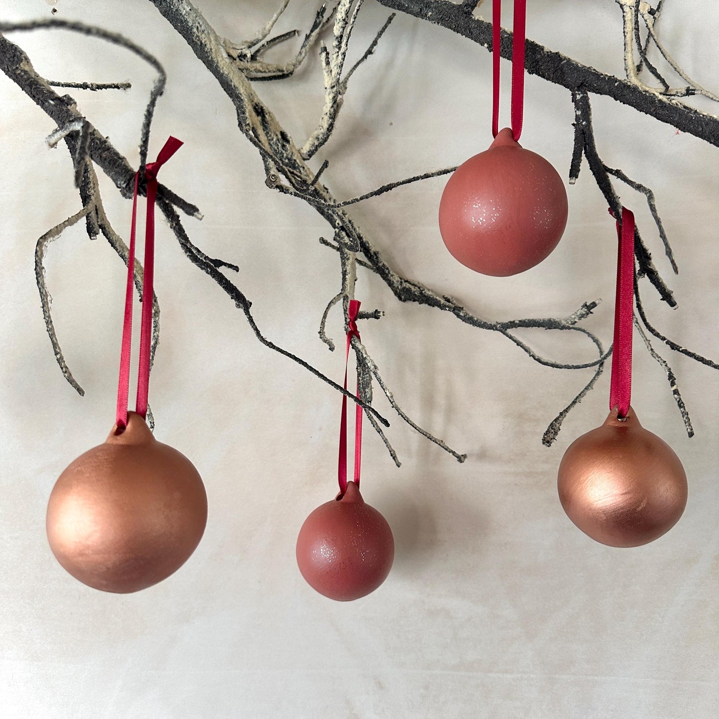 Set of 6 Baubles - Copper Bauble - Purple Bauble - Tree Ornament - Christmas Ball