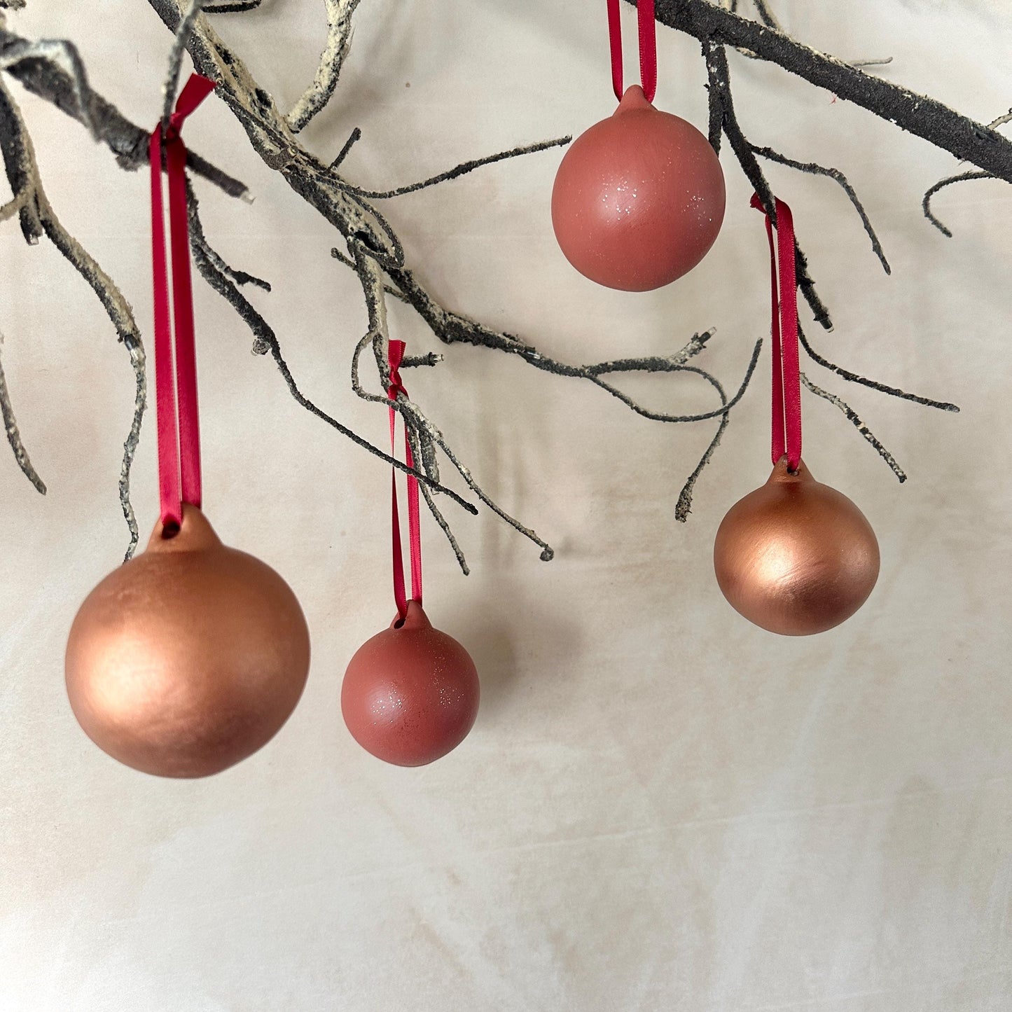 Set of 6 Baubles - Copper Bauble - Purple Bauble - Tree Ornament - Christmas Ball