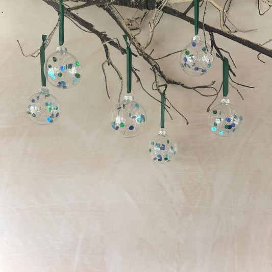 Set of Christmas Balls - Baubles - Green Decor - Christmas Ornaments - Mermaid Christmas- Ocean Tree Decor