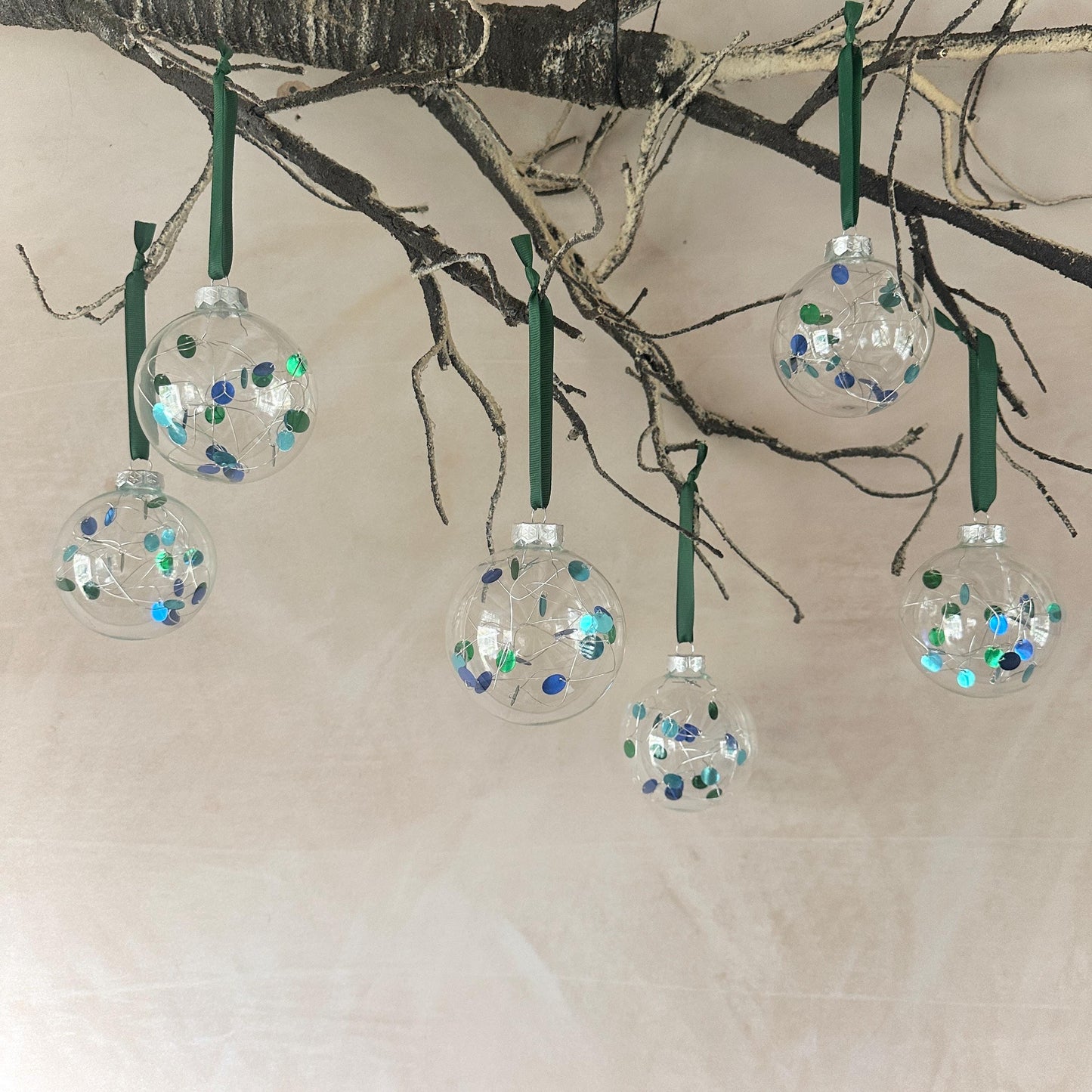 Set of Christmas Balls - Baubles - Green Decor - Christmas Ornaments - Mermaid Christmas- Ocean Tree Decor