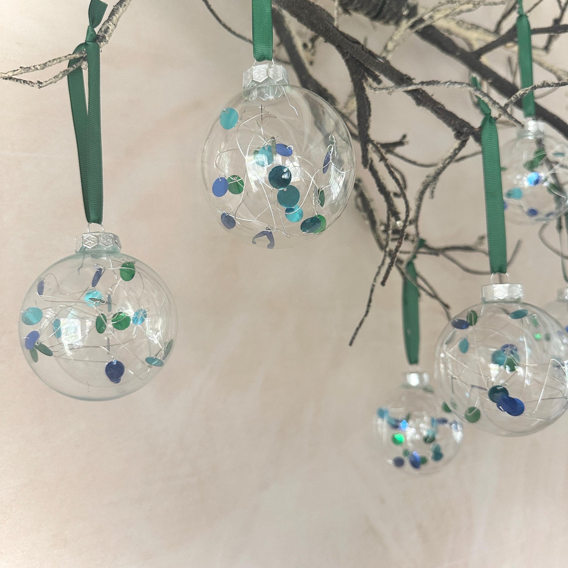 Set of Christmas Balls - Baubles - Green Decor - Christmas Ornaments - Mermaid Christmas- Ocean Tree Decor