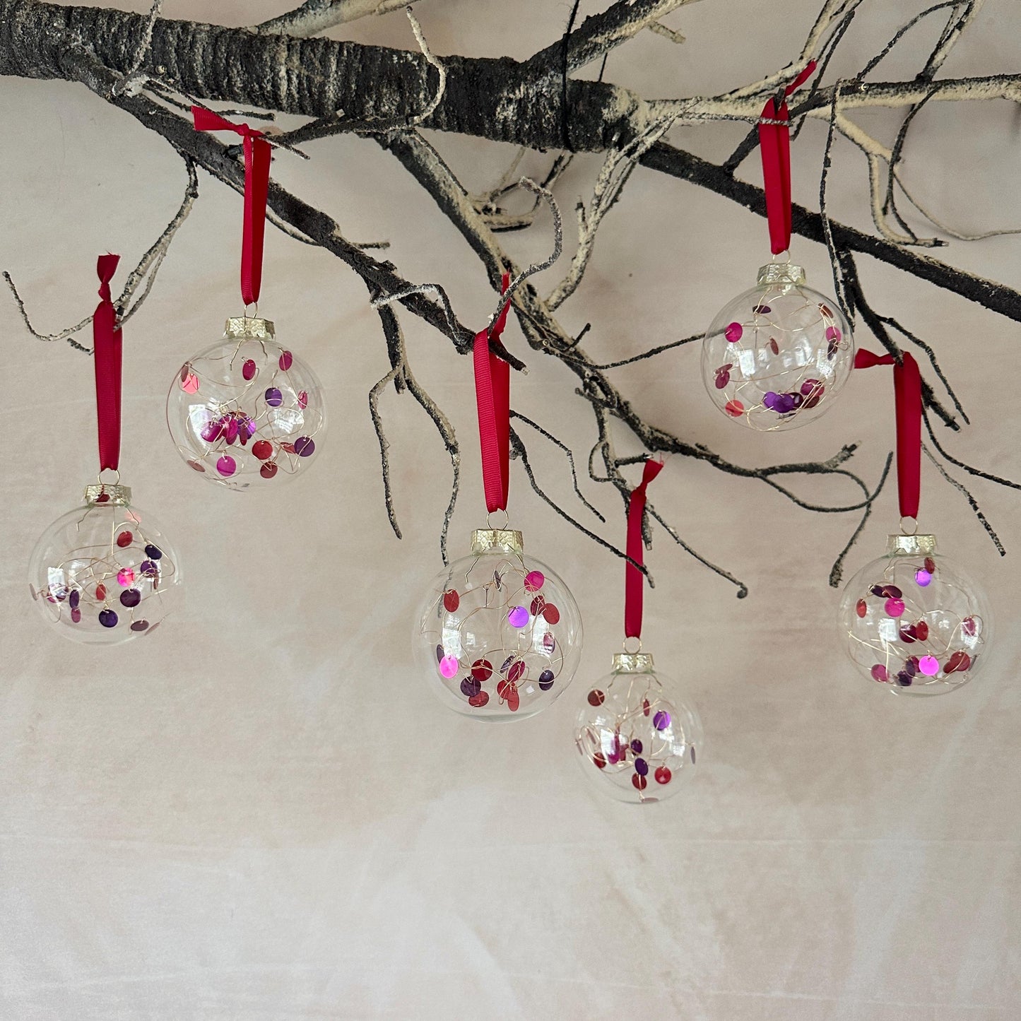 Bauble Set - Red Tree Ornaments - Christmas Decor - Festive Decor