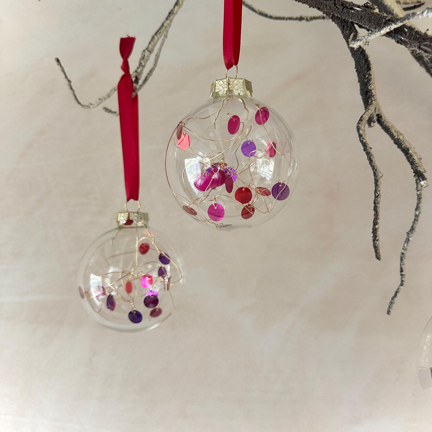 Bauble Set - Red Tree Ornaments - Christmas Decor - Festive Decor