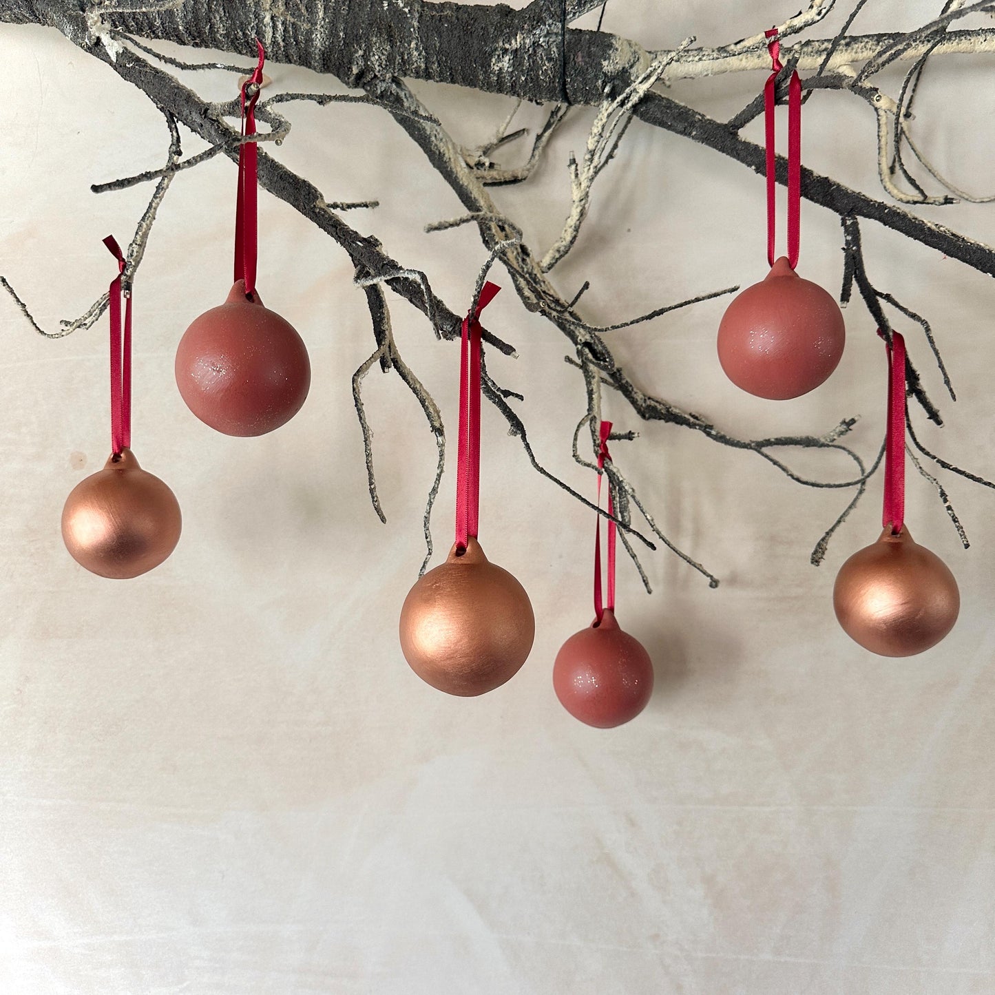 Set of 6 Baubles - Copper Bauble - Purple Bauble - Tree Ornament - Christmas Ball