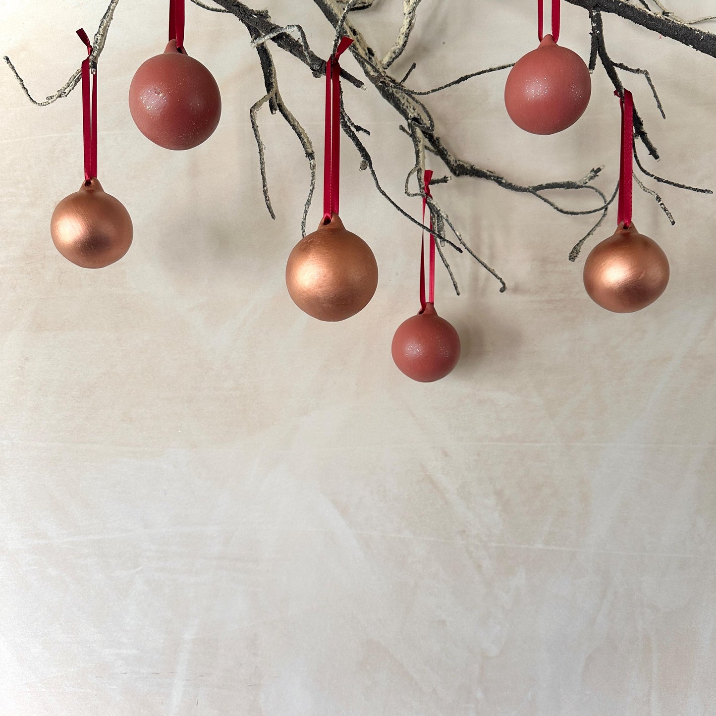 Set of 6 Baubles - Copper Bauble - Purple Bauble - Tree Ornament - Christmas Ball