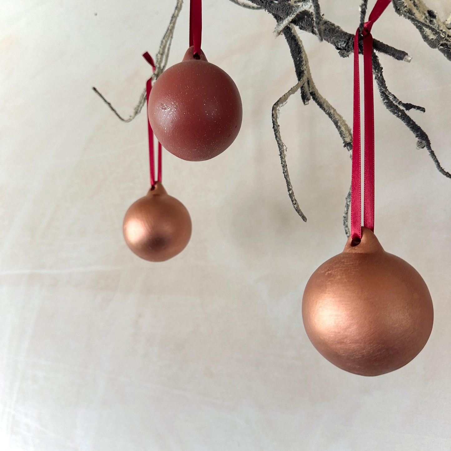 Set of 6 Baubles - Copper Bauble - Purple Bauble - Tree Ornament - Christmas Ball