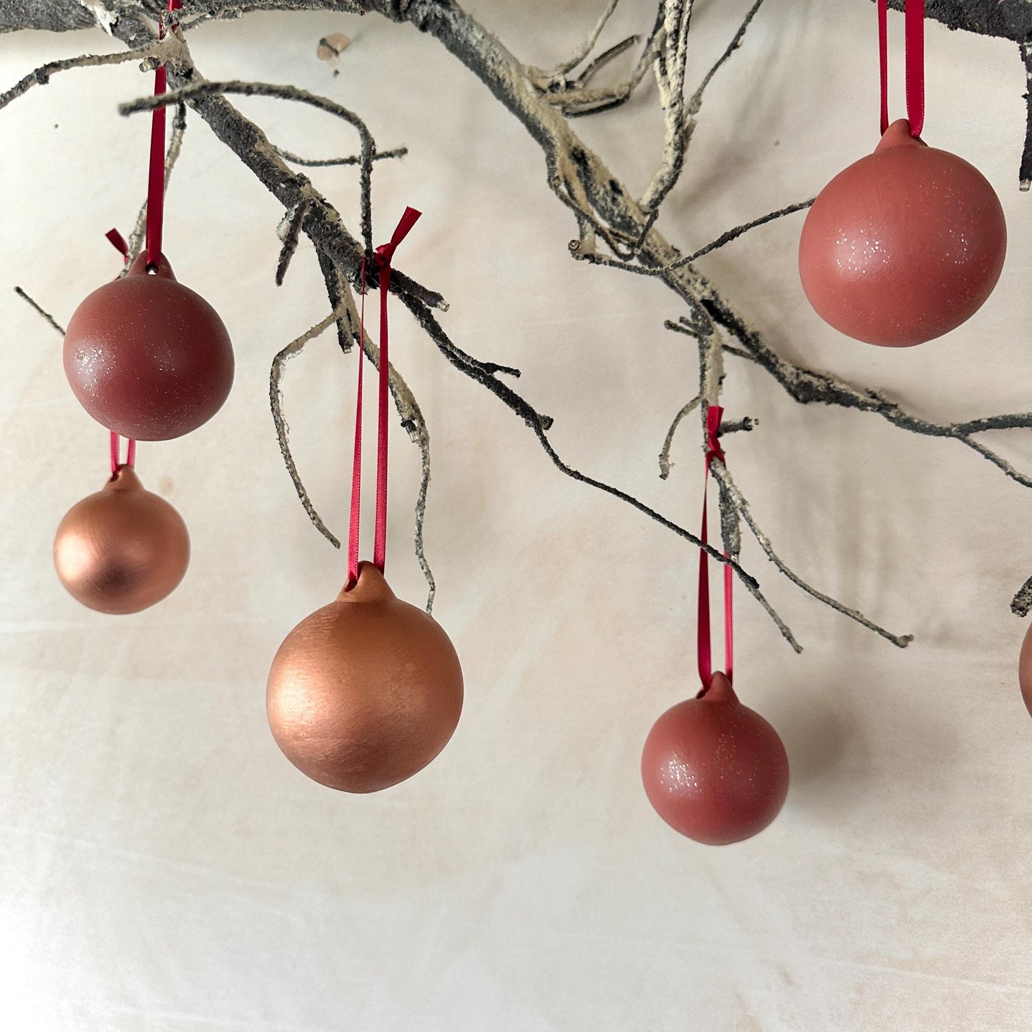 Set of 6 Baubles - Copper Bauble - Purple Bauble - Tree Ornament - Christmas Ball