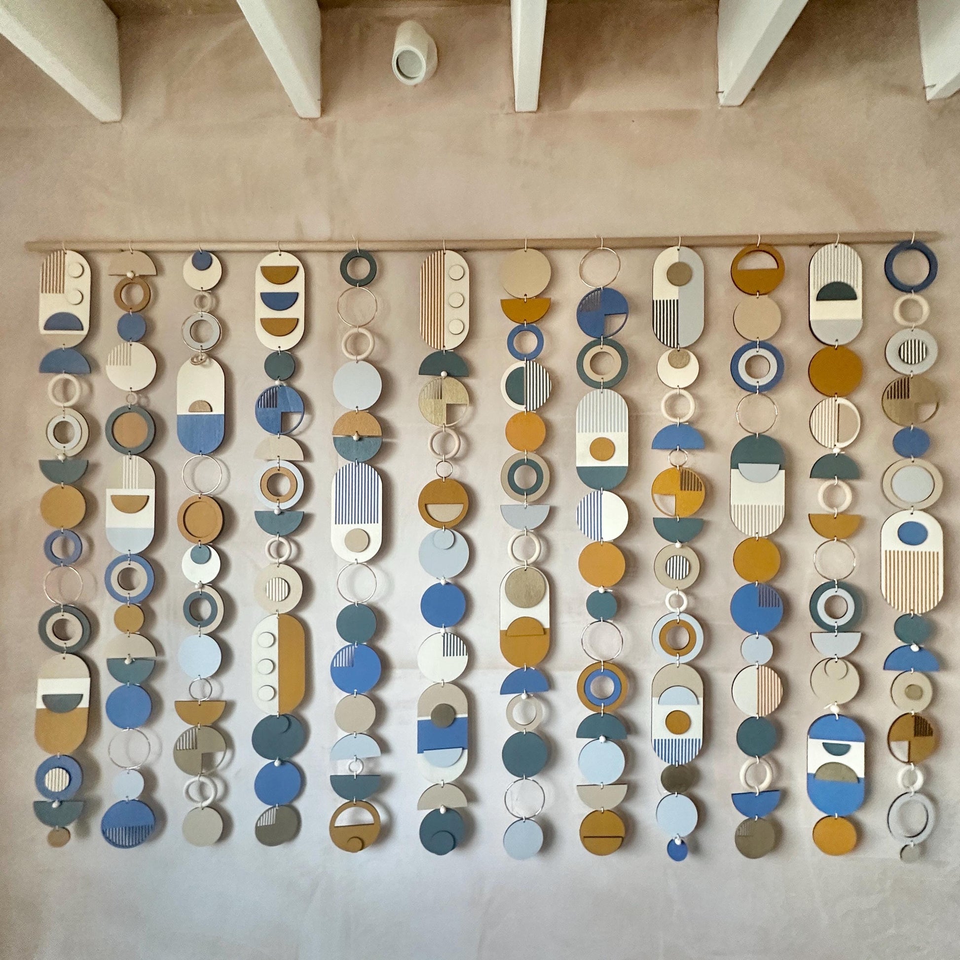 Large Geometric Wall Art - Blue Wall Sculpture - Yellow Abstract Art - Hotel Art - Unique Home Decor - Giant Art Piece