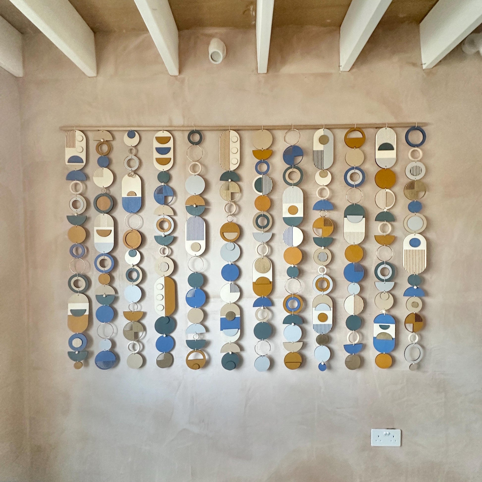 Large Geometric Wall Art - Blue Wall Sculpture - Yellow Abstract Art - Hotel Art - Unique Home Decor - Giant Art Piece