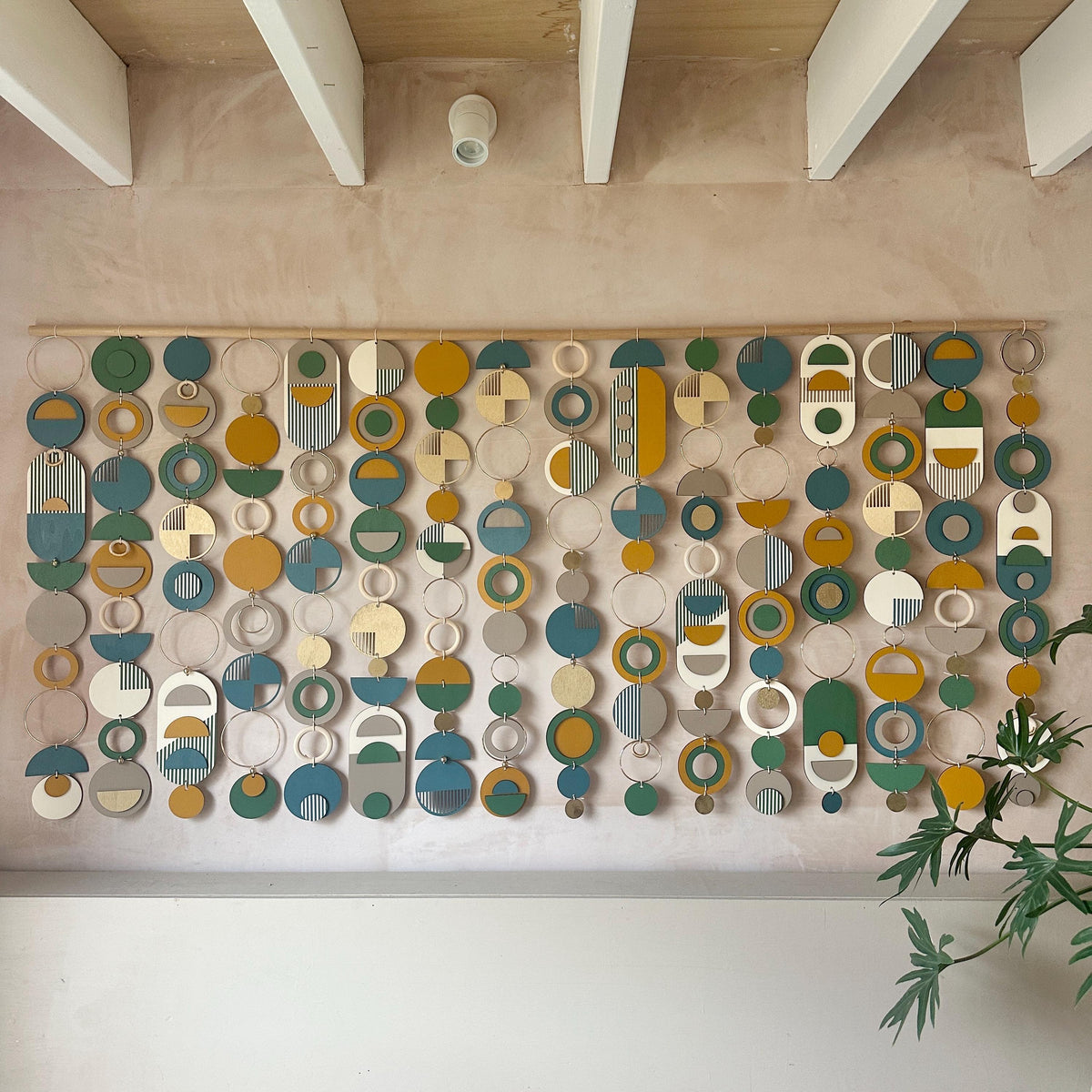 Large Bauhaus Wall Art - Blue, Green & Yellow Home decor - Bespoke Art