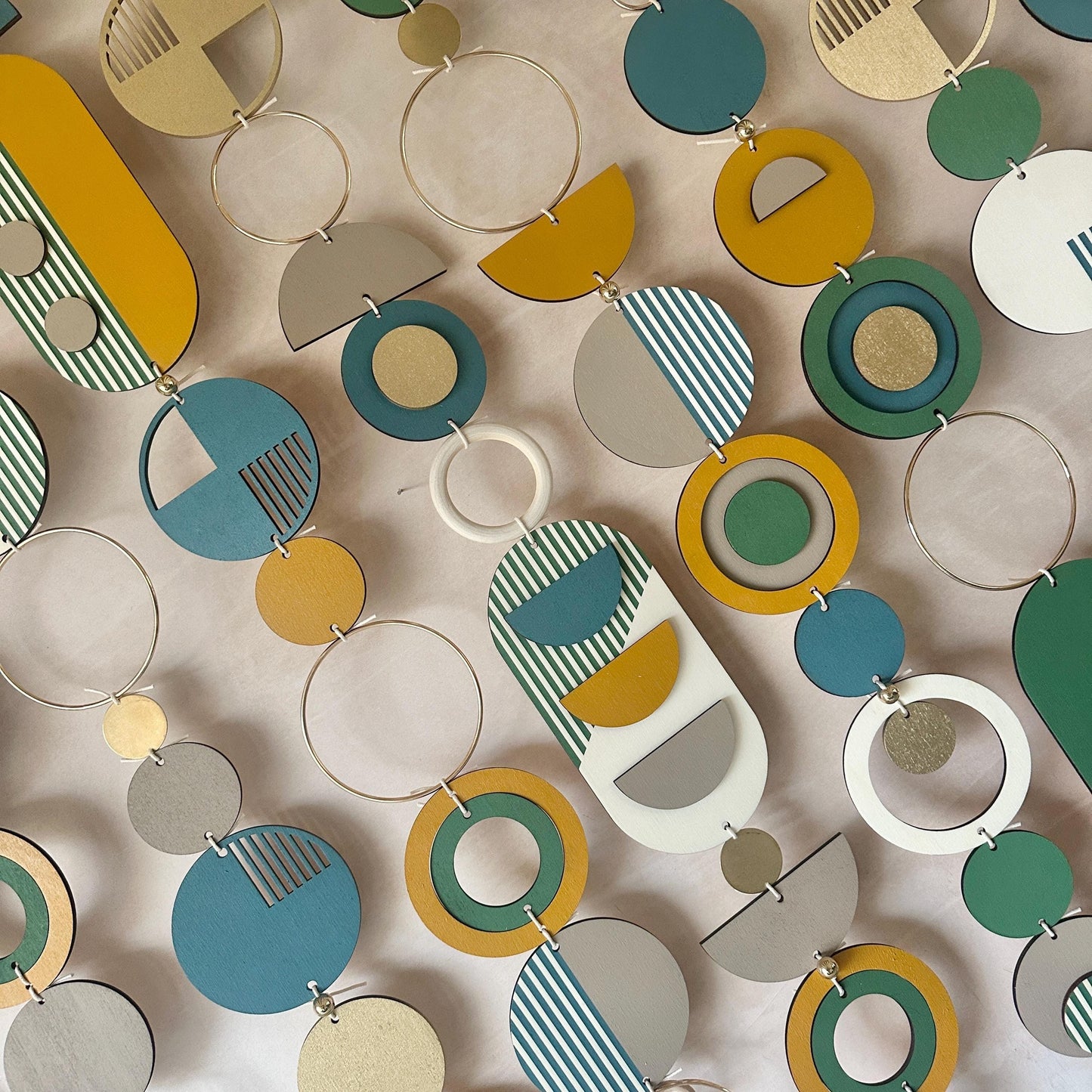 Large Bauhaus Wall Art - Blue, Green & Yellow Home decor - Bespoke Art